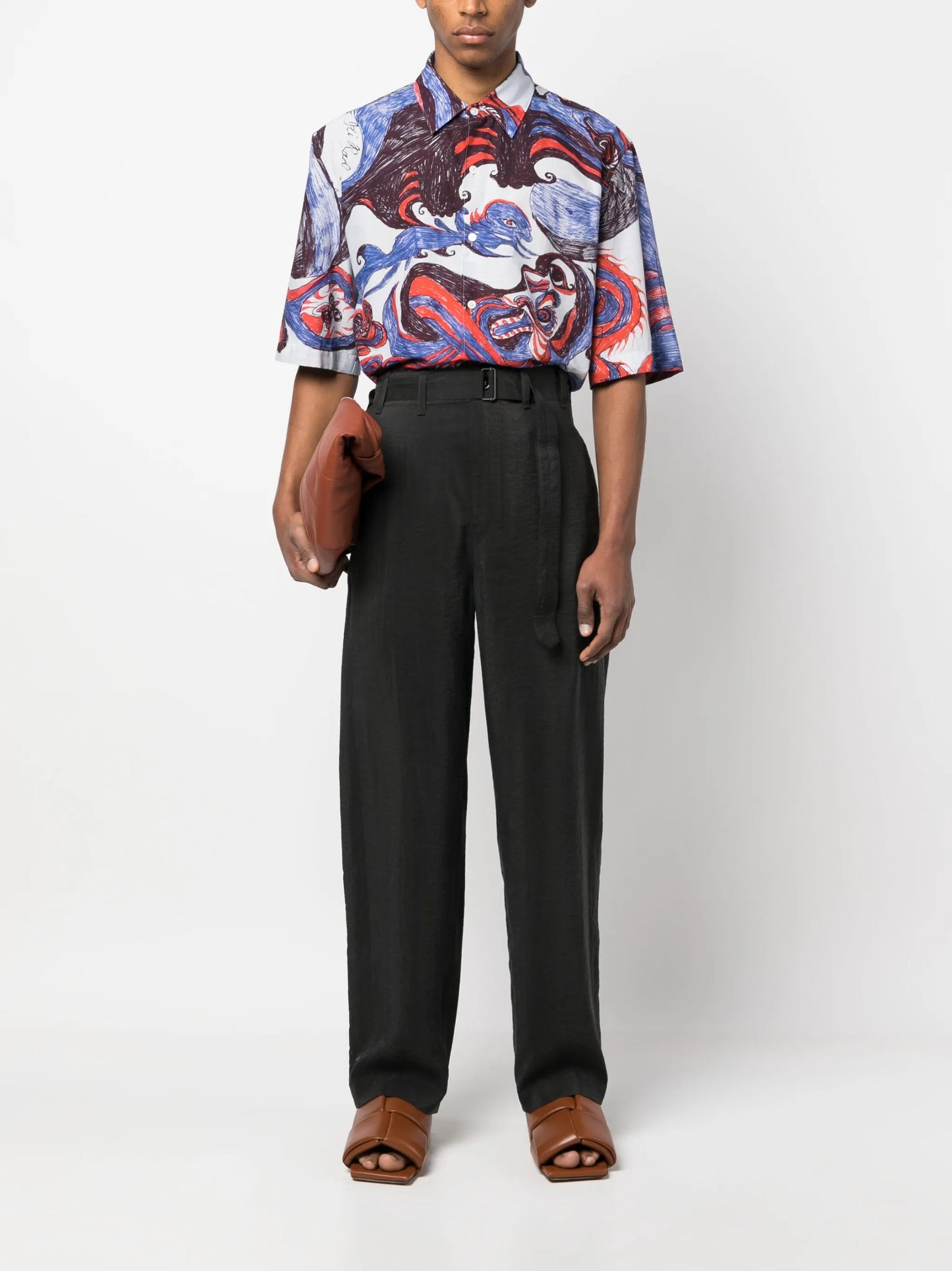 illustration-print short-sleeve shirt