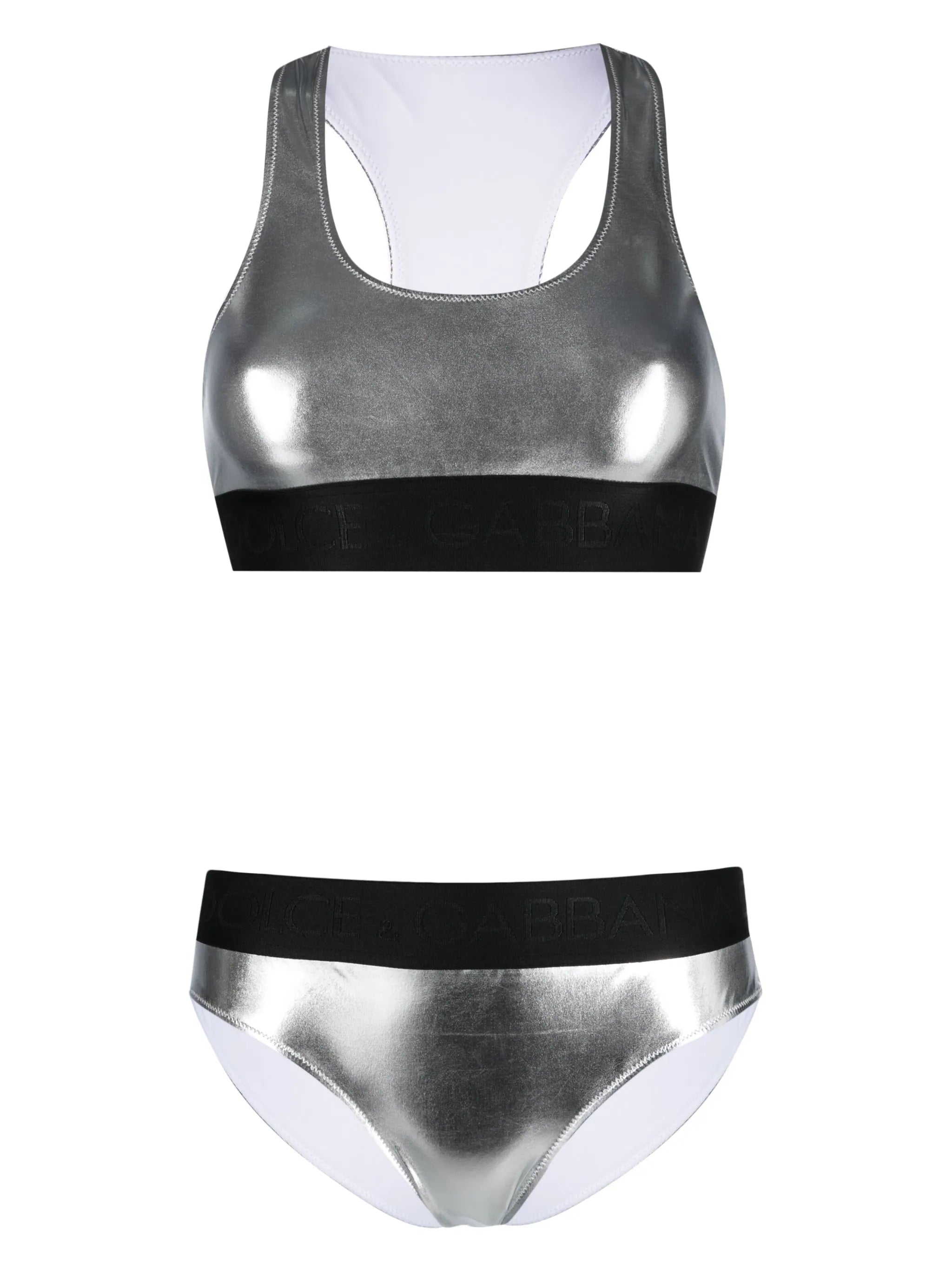 metallic-effect bikini
