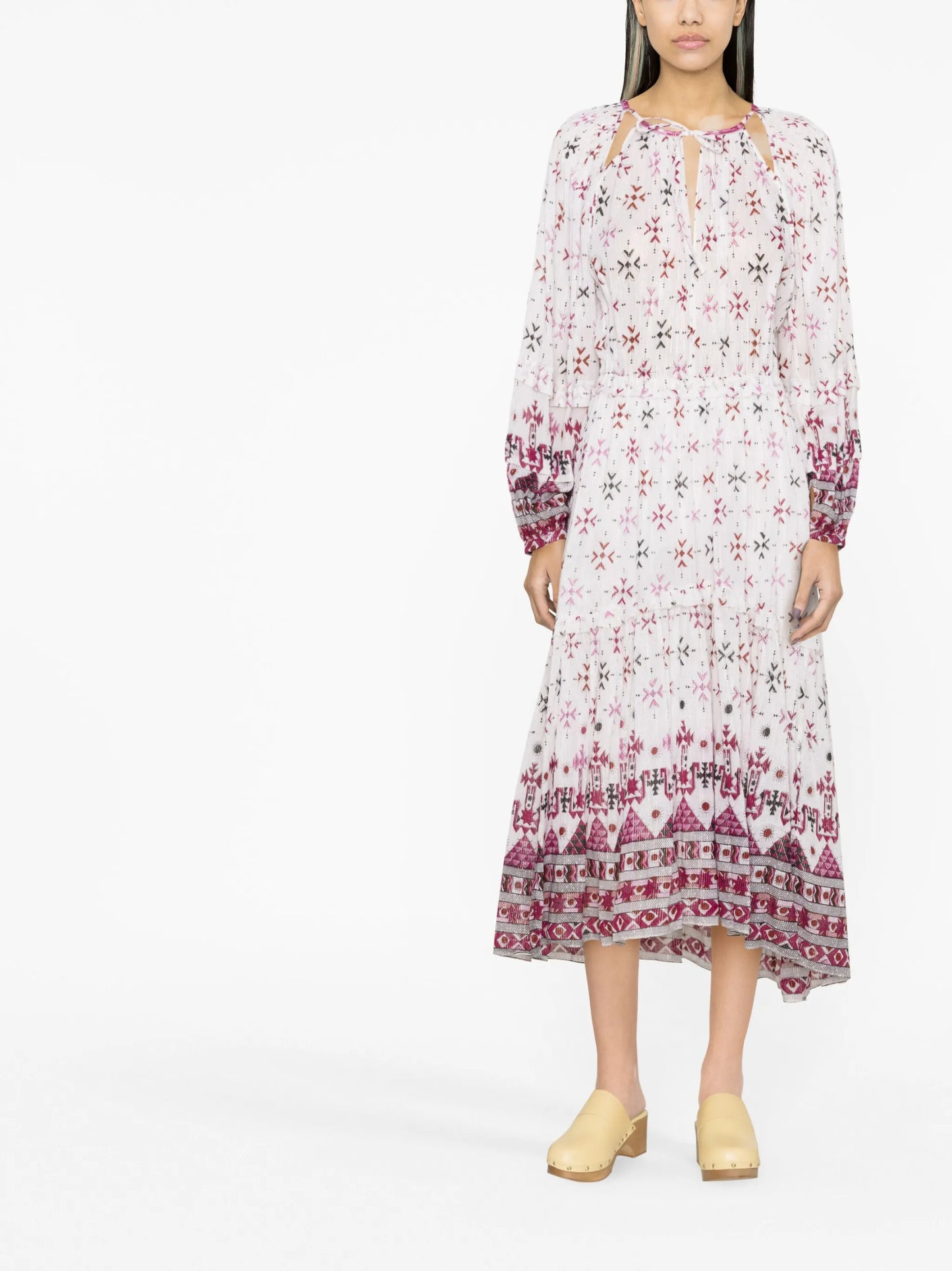 Fratela printed cotton-blend voile midi dress
