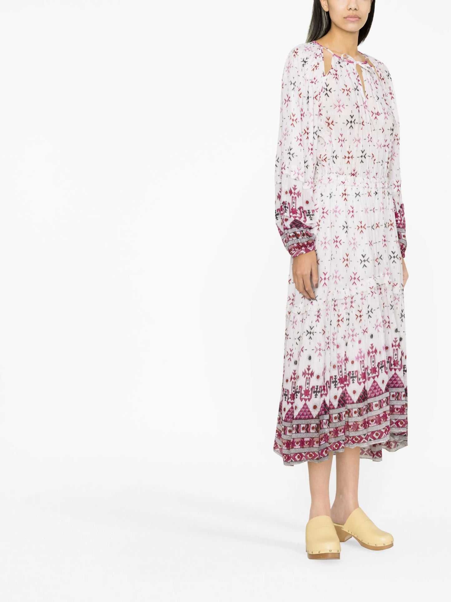 Fratela printed cotton-blend voile midi dress