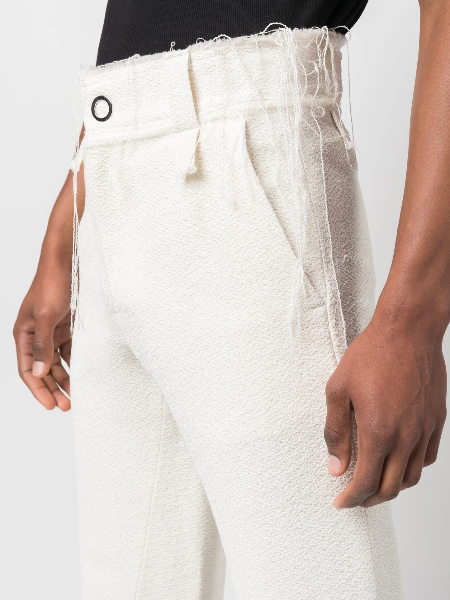 frayed-edge high-waist trousers