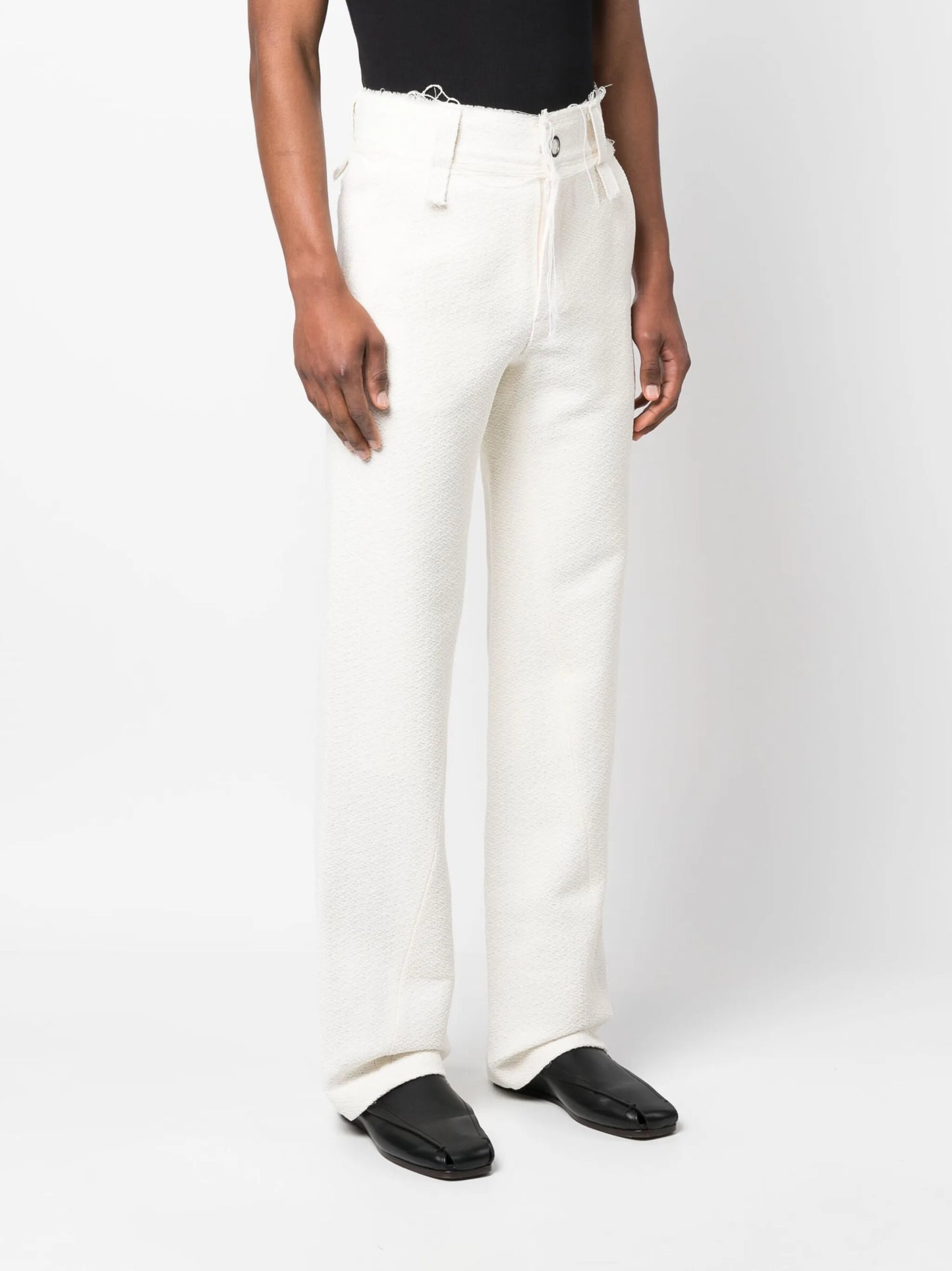 frayed-edge high-waist trousers