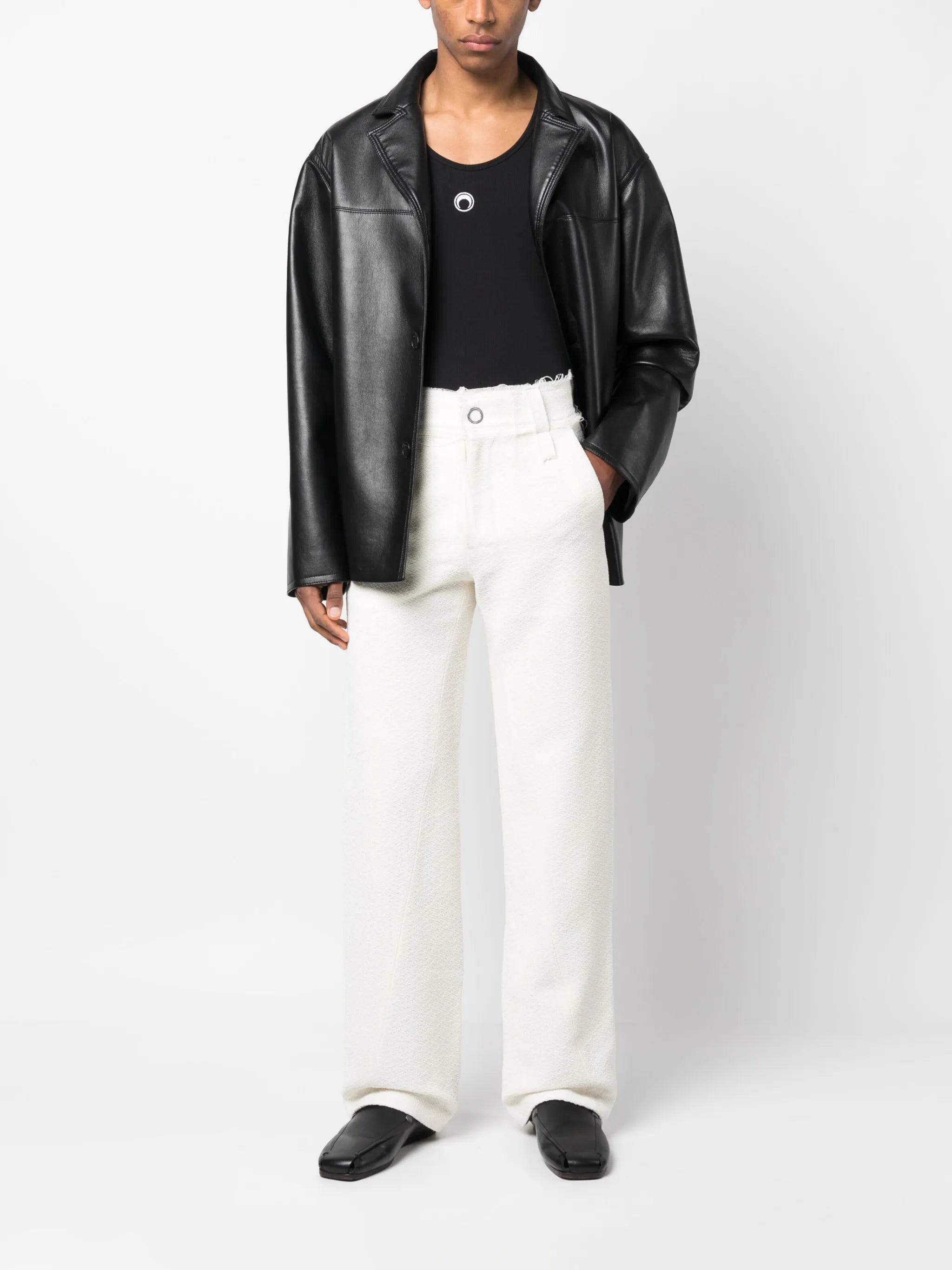 frayed-edge high-waist trousers