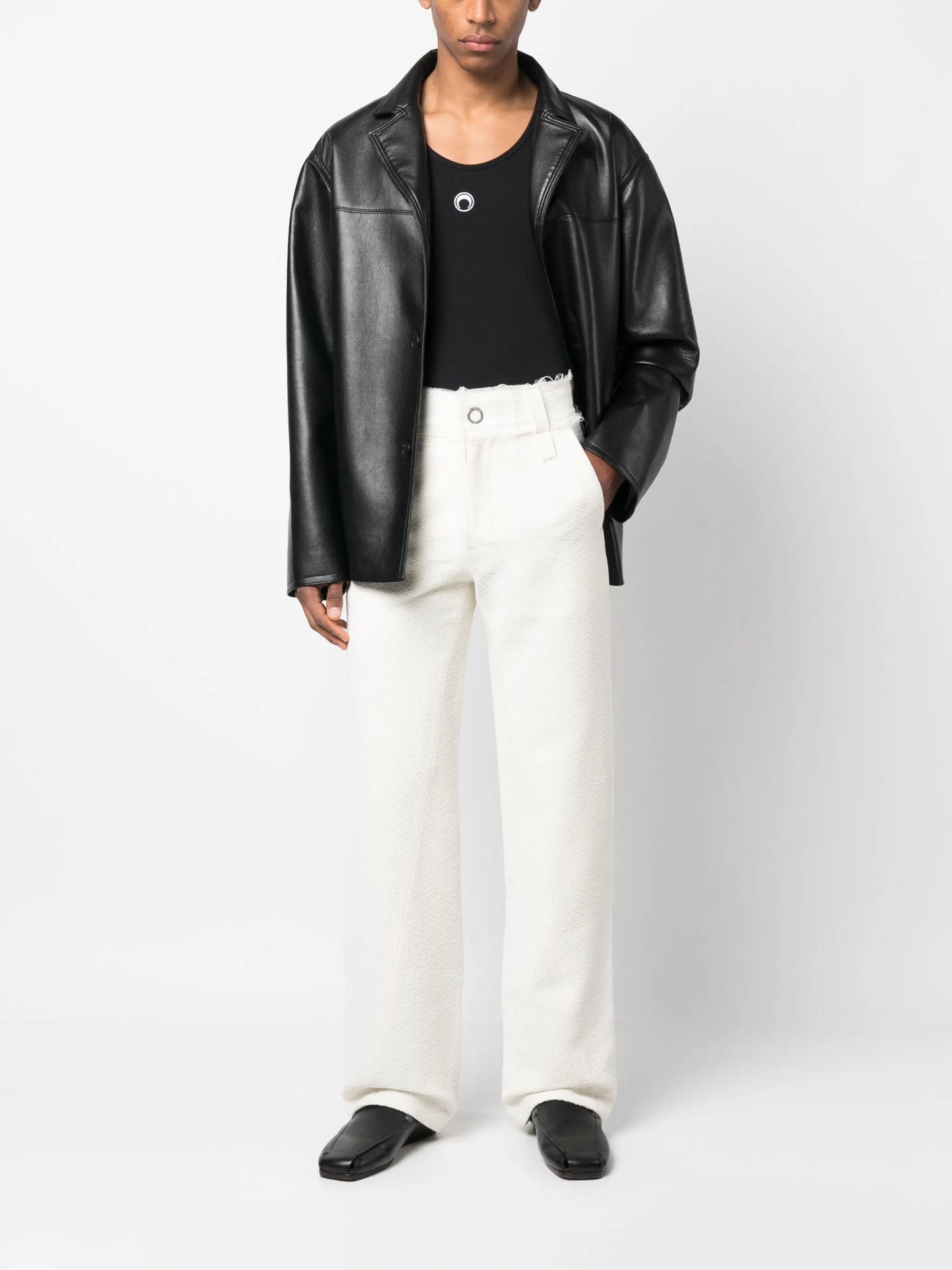 frayed-edge high-waist trousers