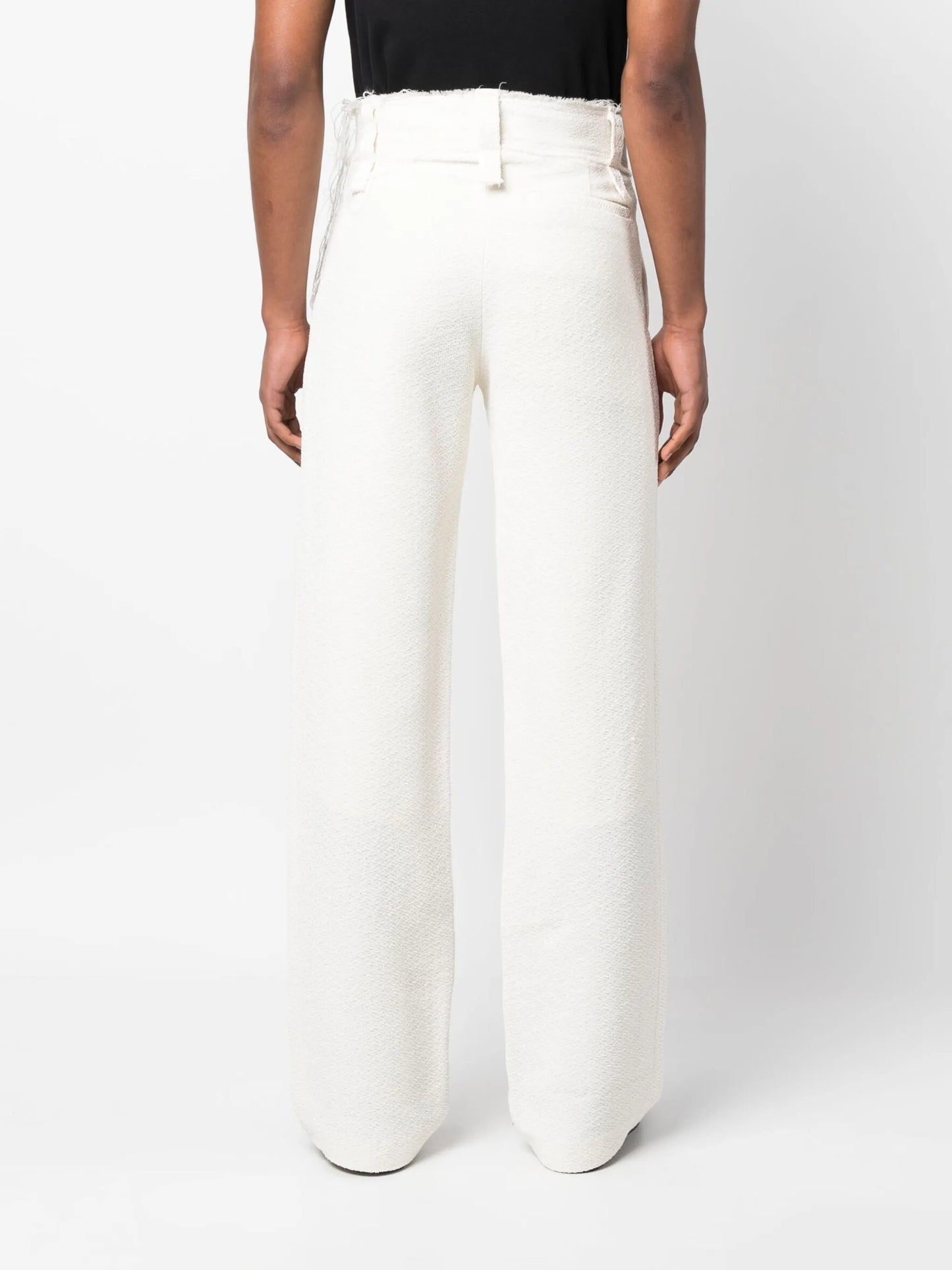 frayed-edge high-waist trousers