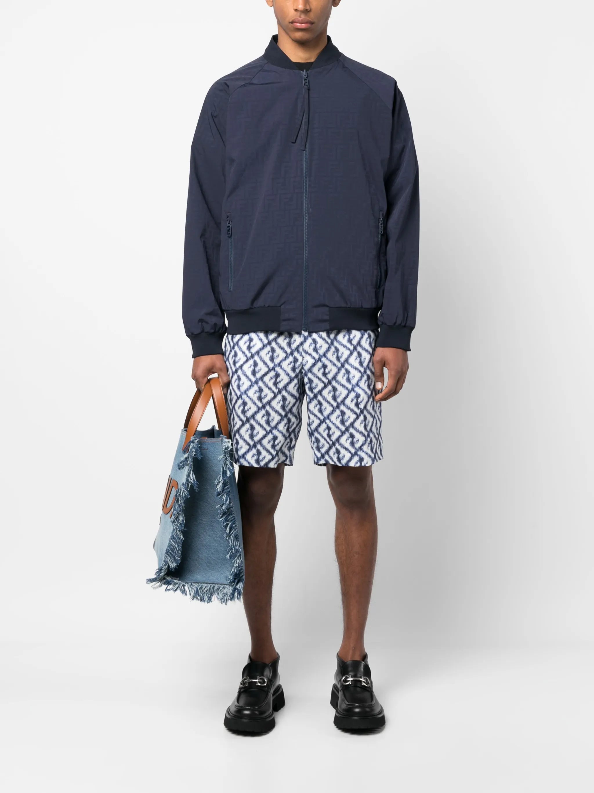 reversible monogram-print bomber jacket