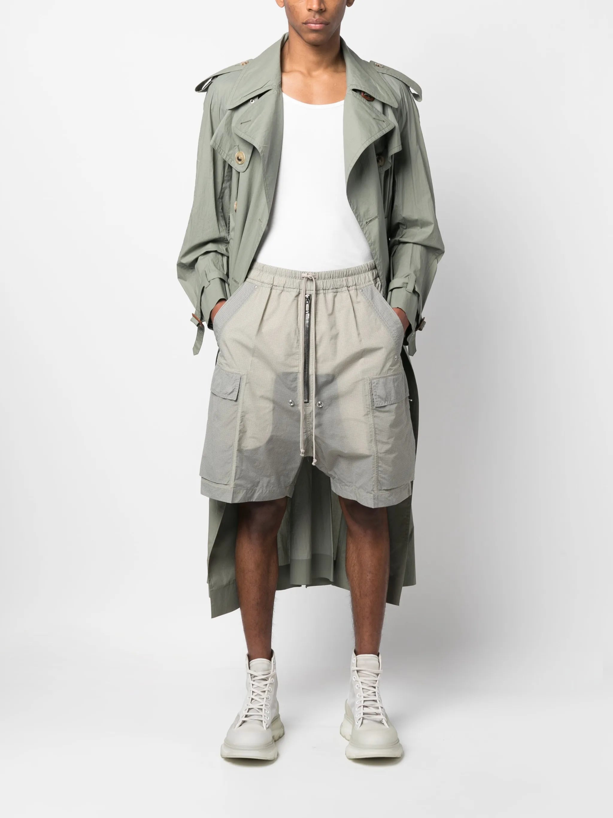 check-print drawstring shorts