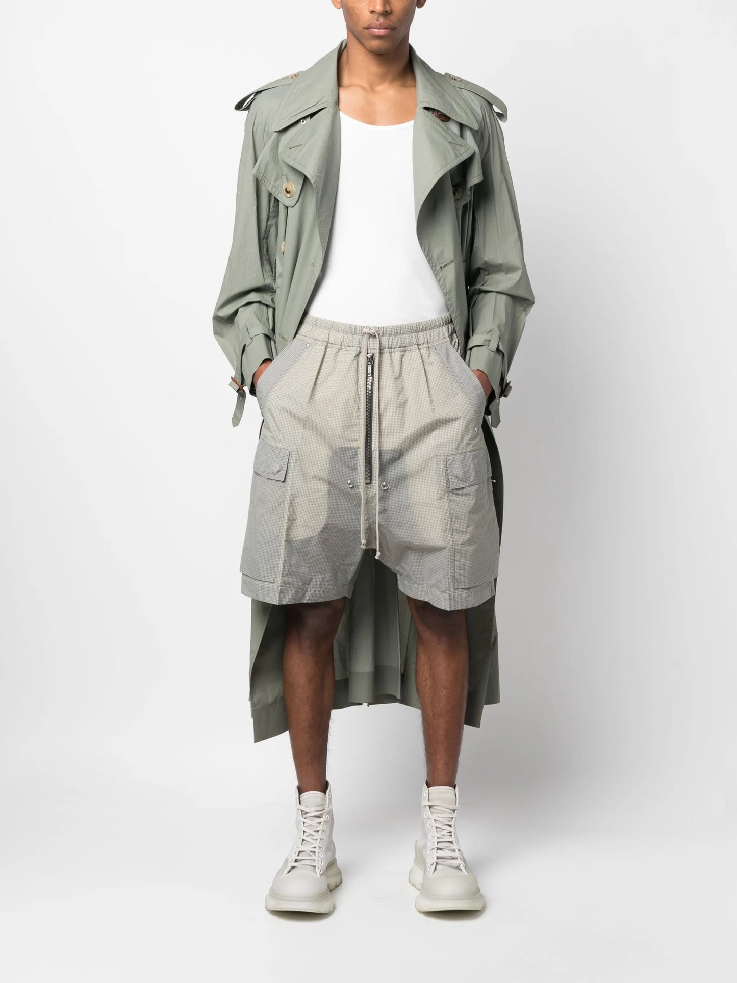 check-print drawstring shorts