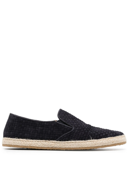 round-toe leather espadrilles