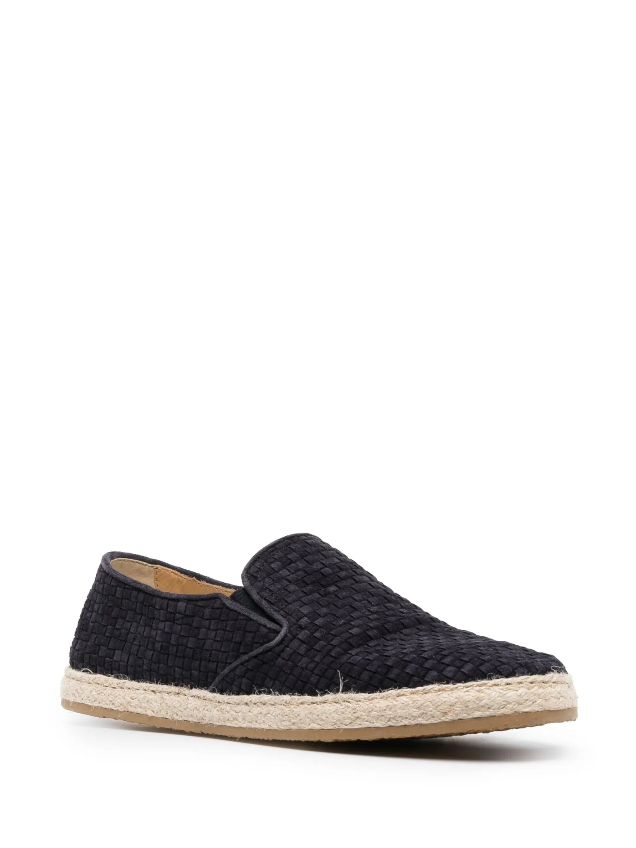 round-toe leather espadrilles