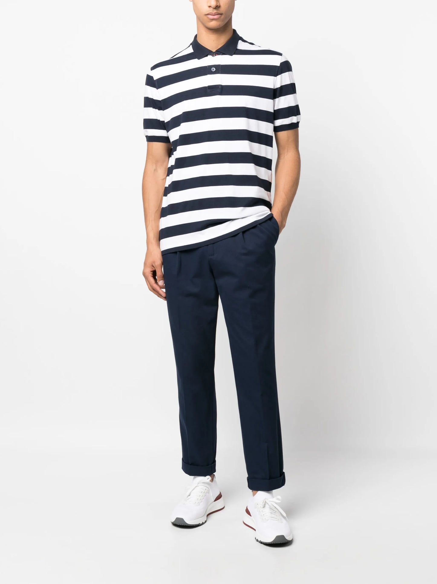 striped cotton polo shirt