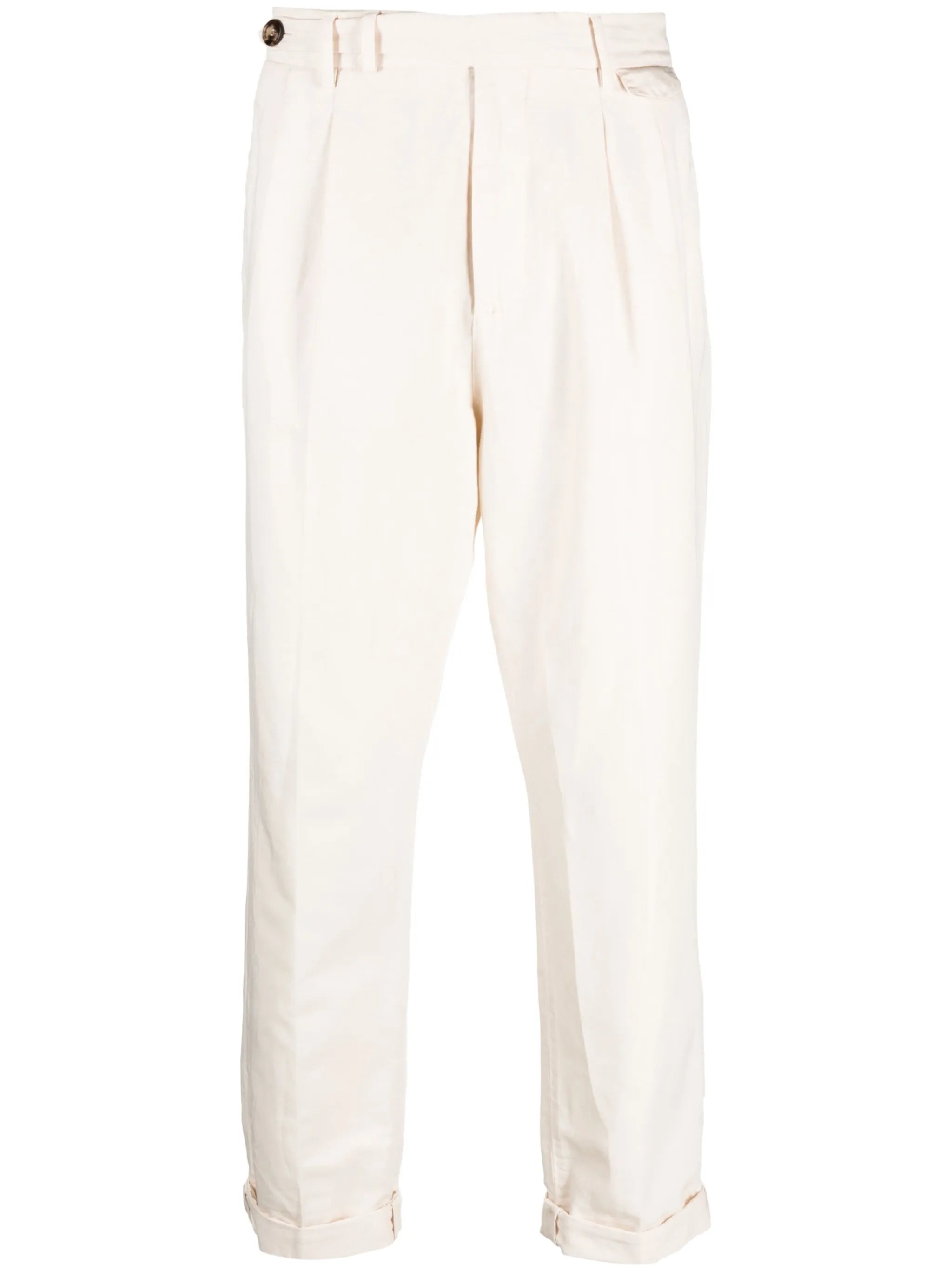 pleated cotton tapered trousers