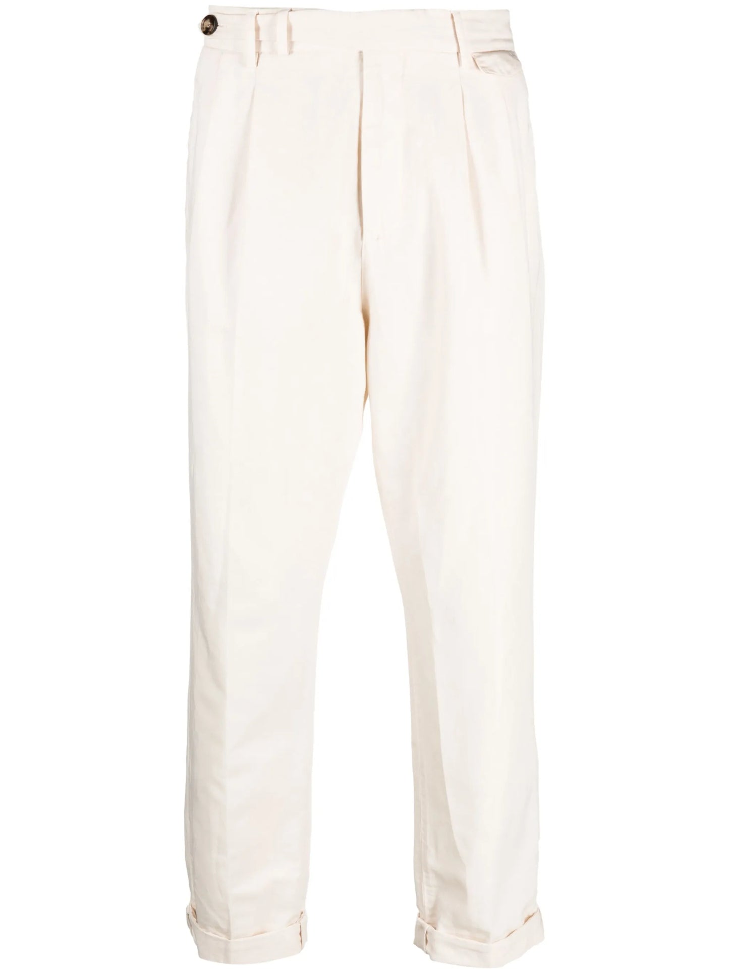 pleated cotton tapered trousers