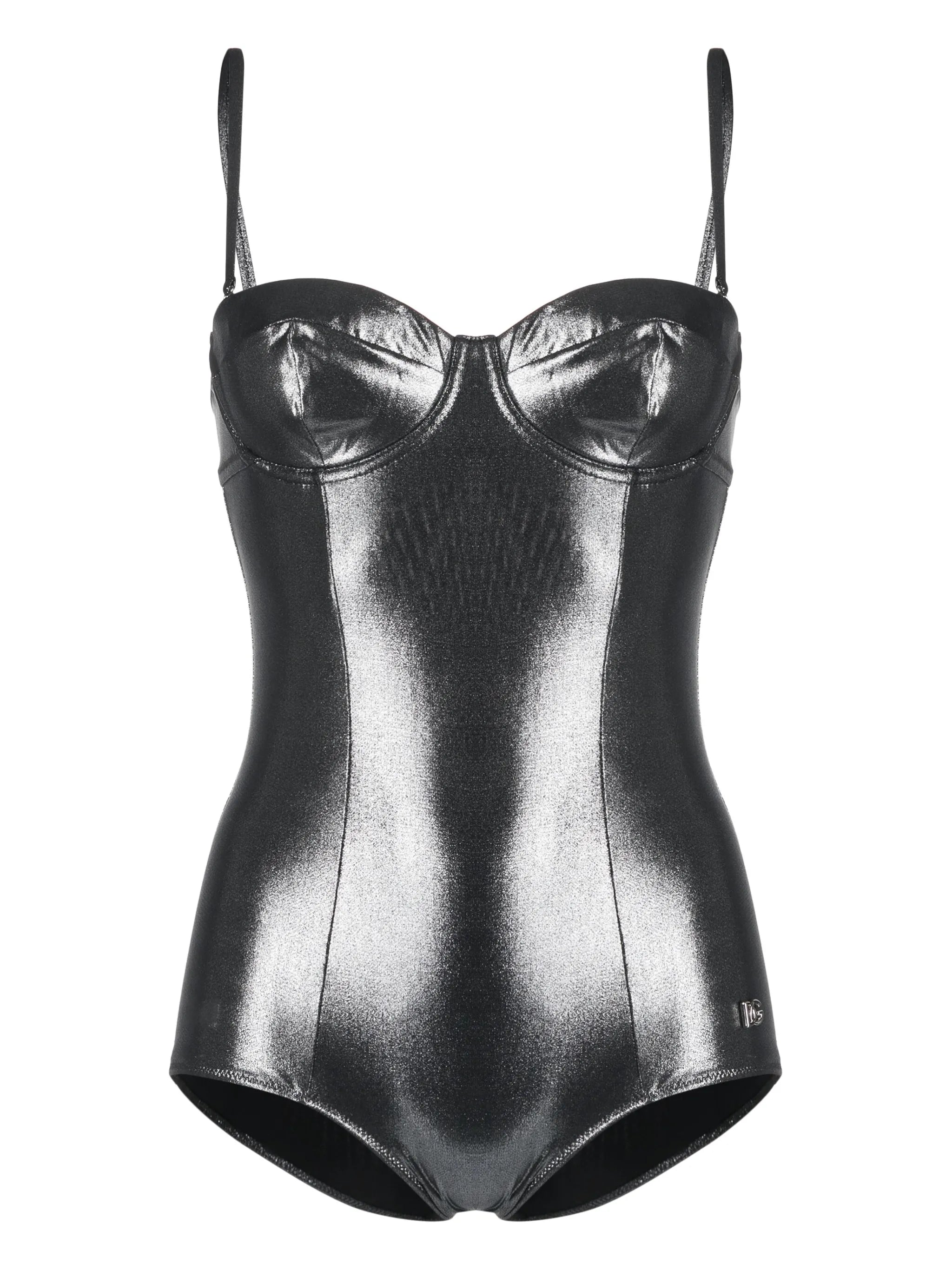 metallic-sheen balconette swimsuit