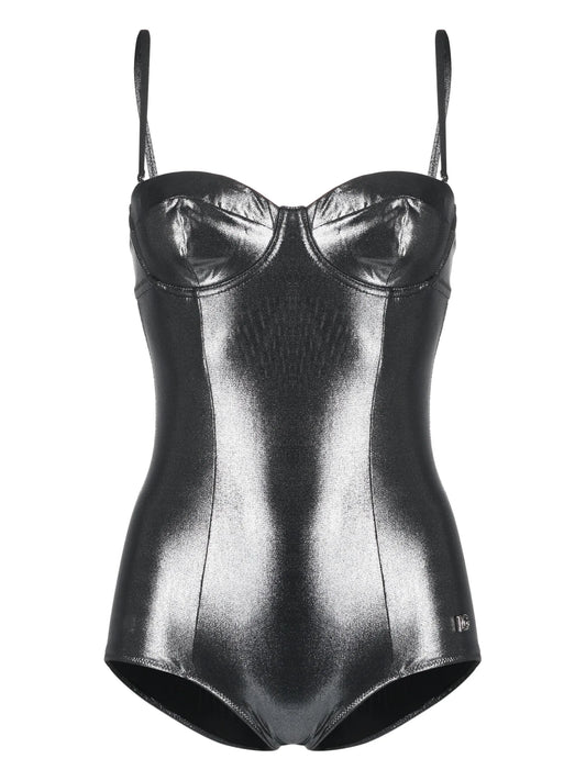 metallic-sheen balconette swimsuit