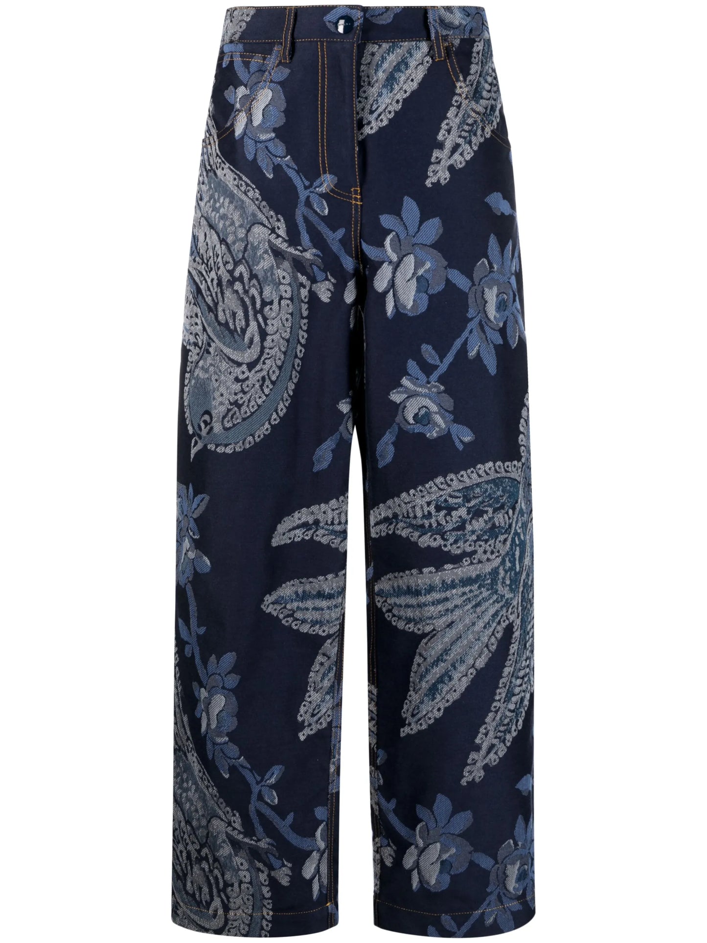 jacquard high-rise straight-leg jeans
