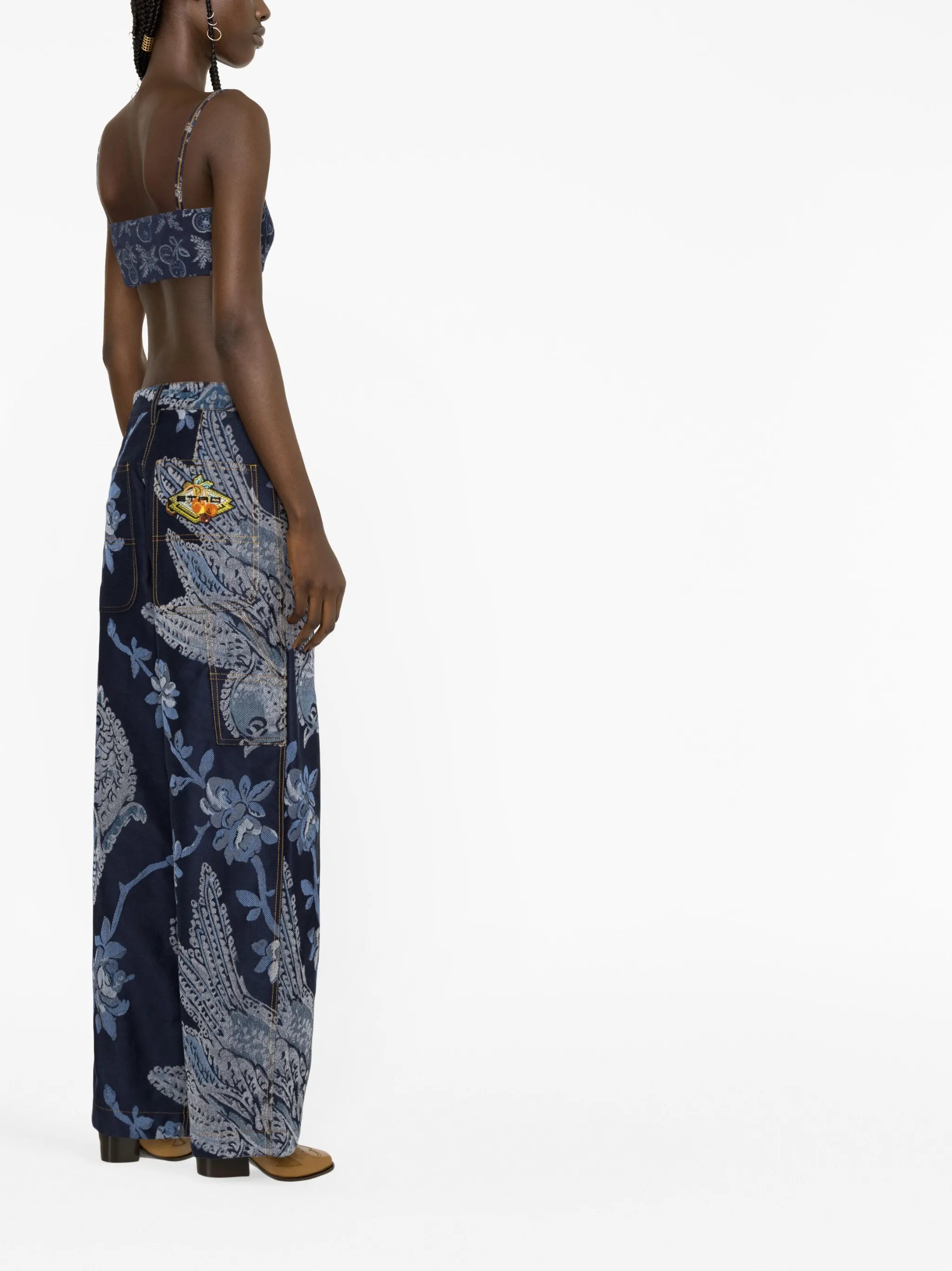 jacquard high-rise straight-leg jeans