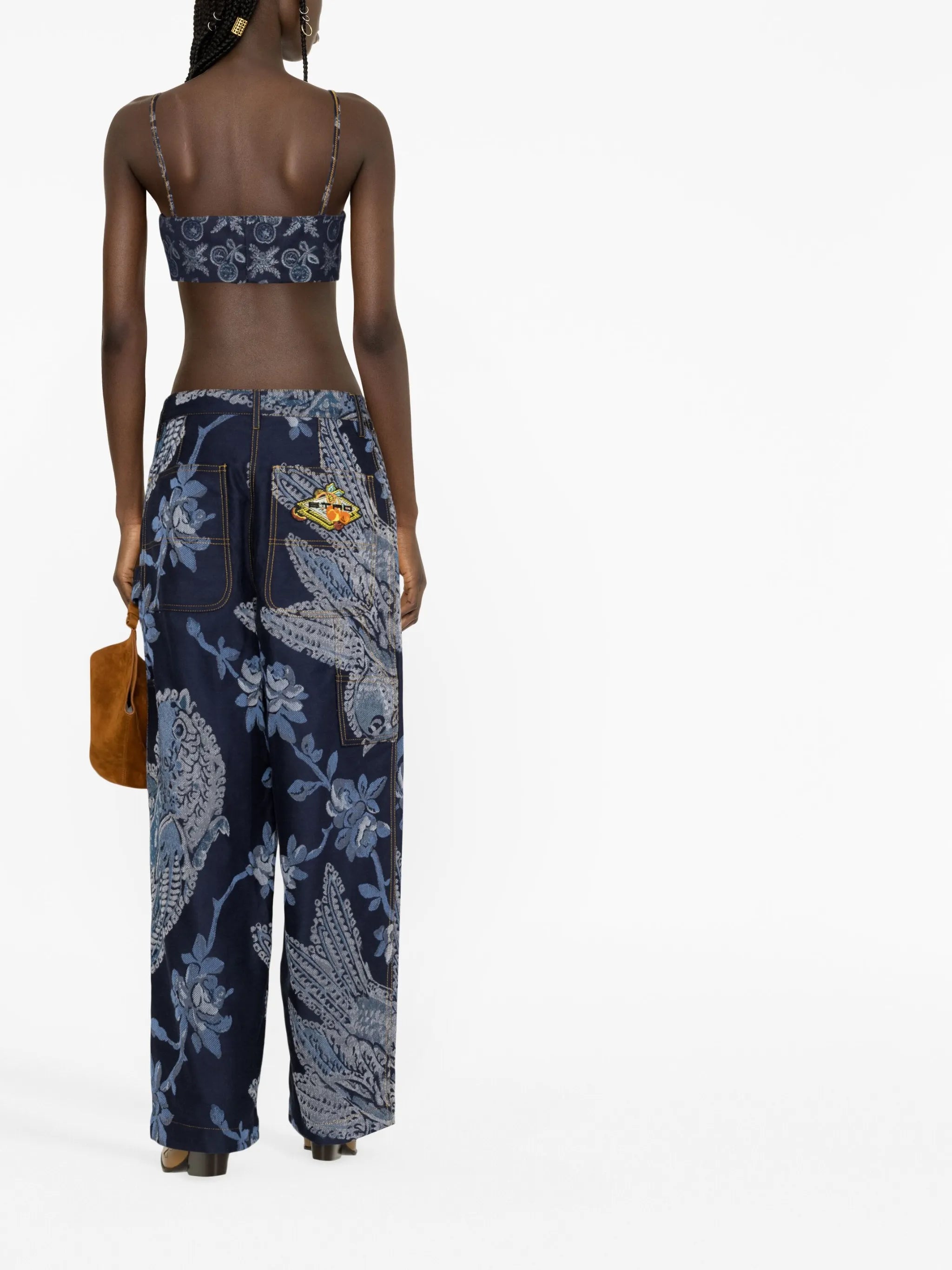 jacquard high-rise straight-leg jeans