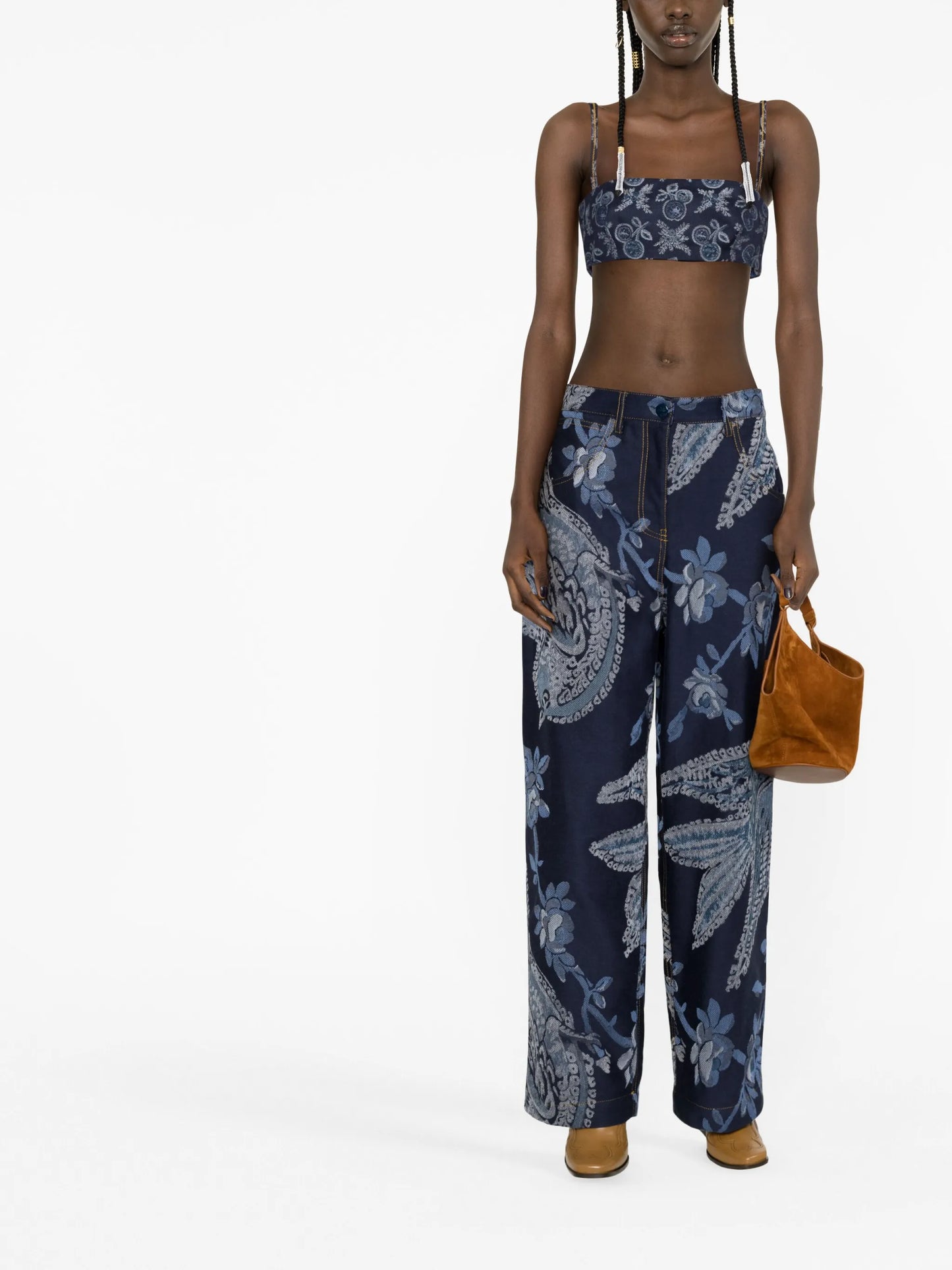 jacquard high-rise straight-leg jeans