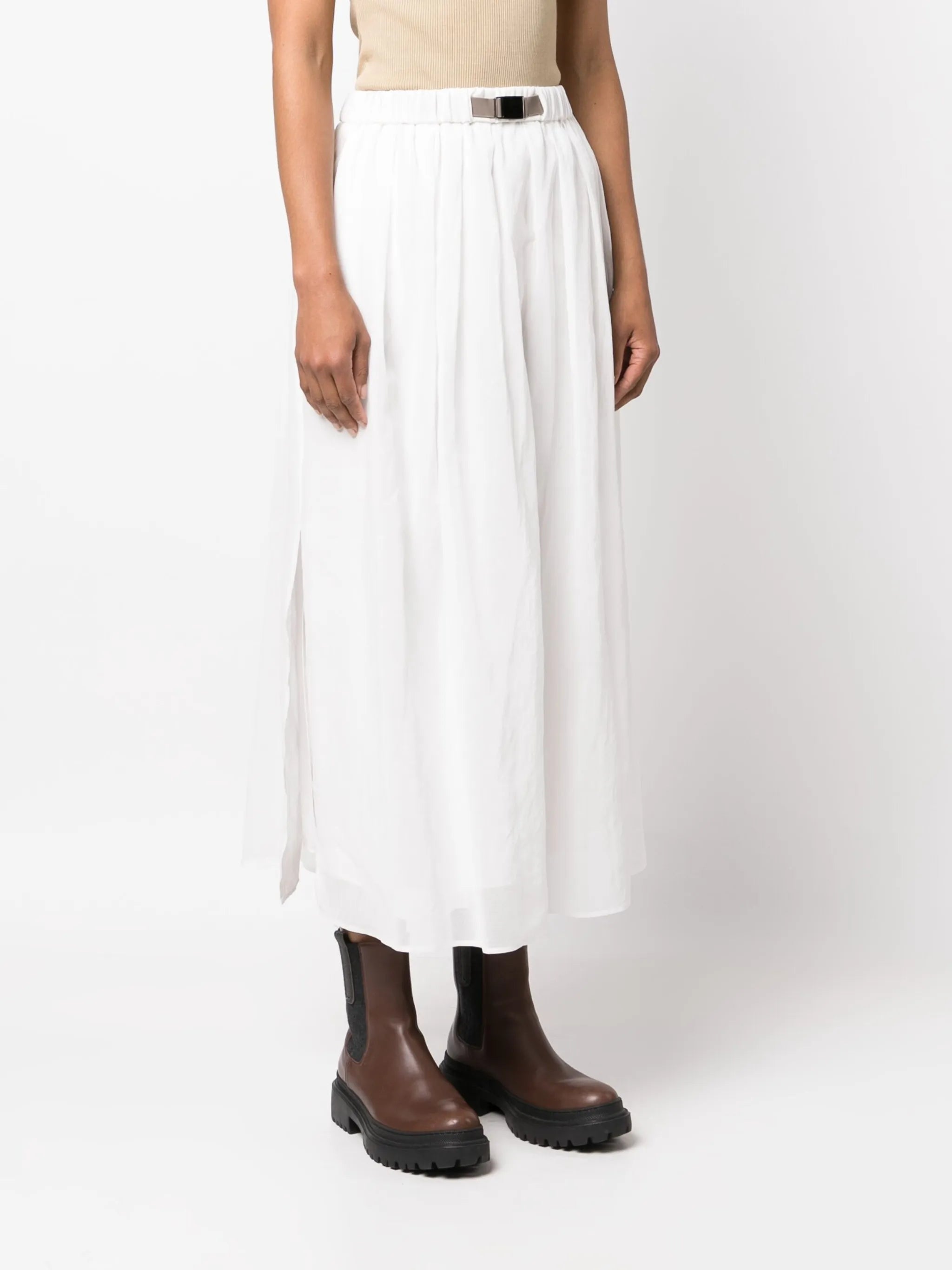 high-waisted midi skirt