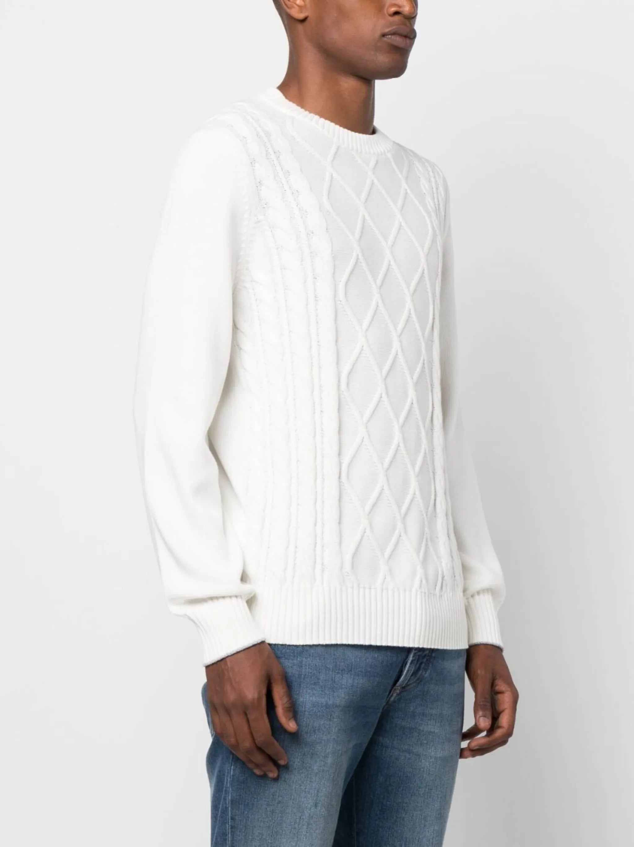 cable-knit crew-neck jumper