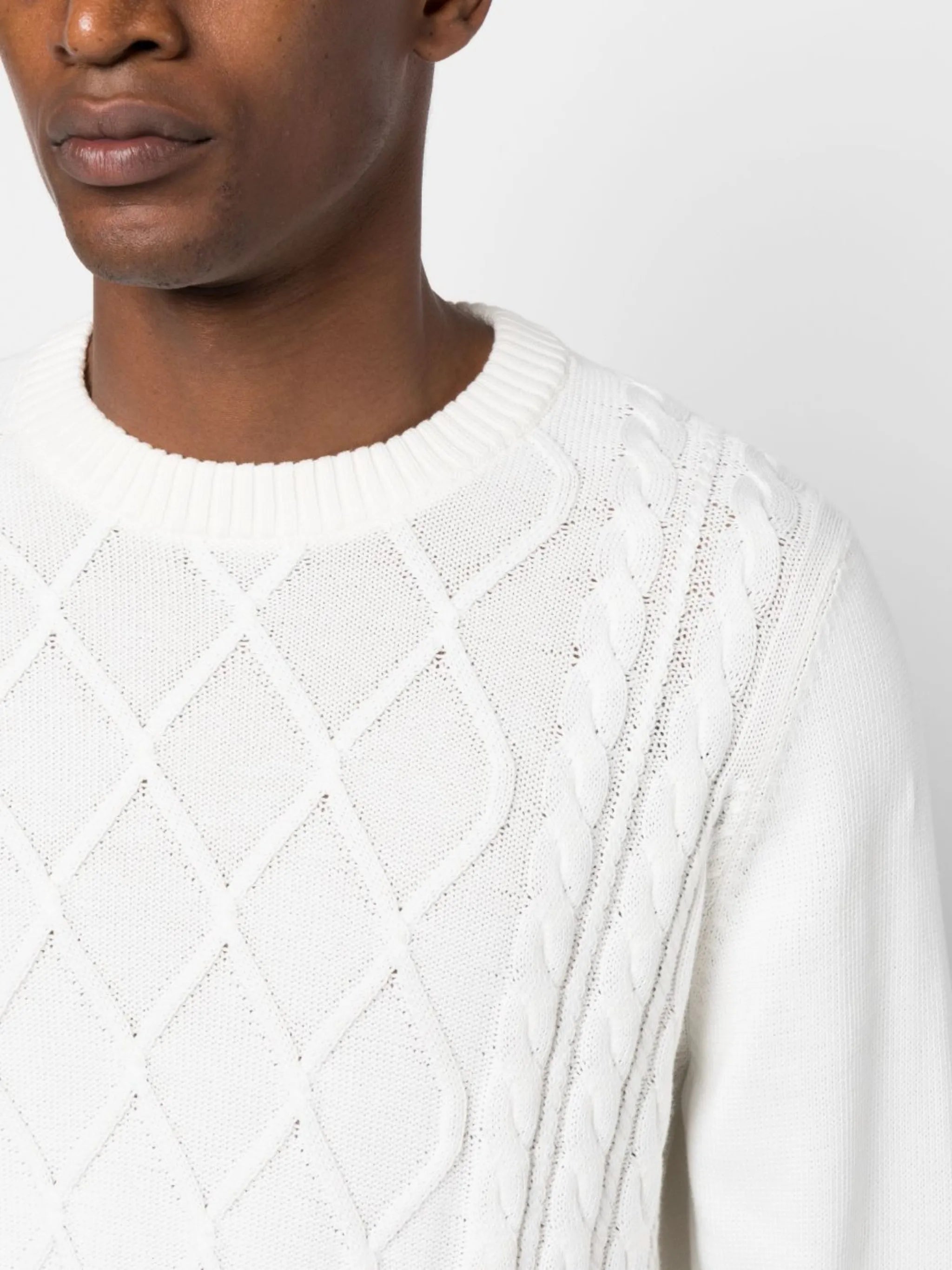 cable-knit crew-neck jumper
