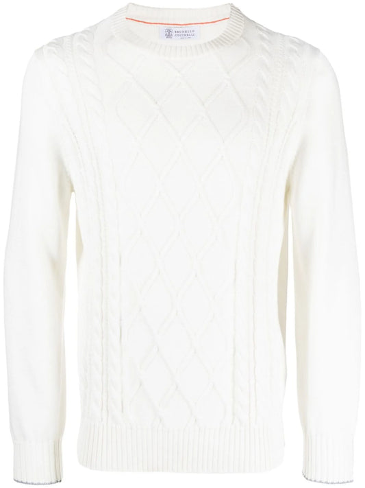 cable-knit crew-neck jumper