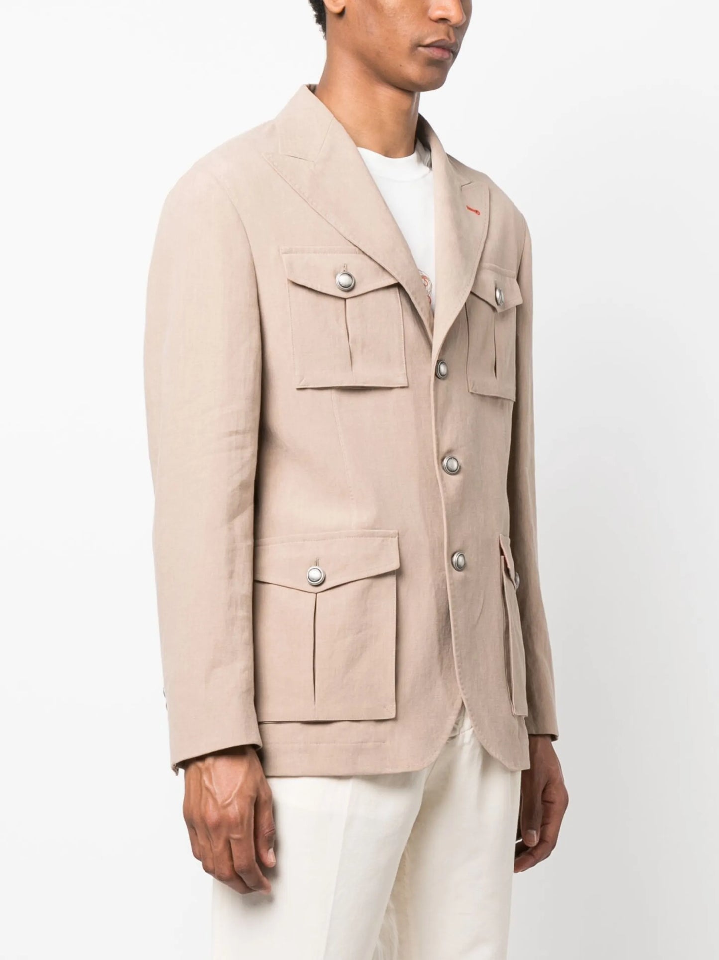 single-breasted linen blazer