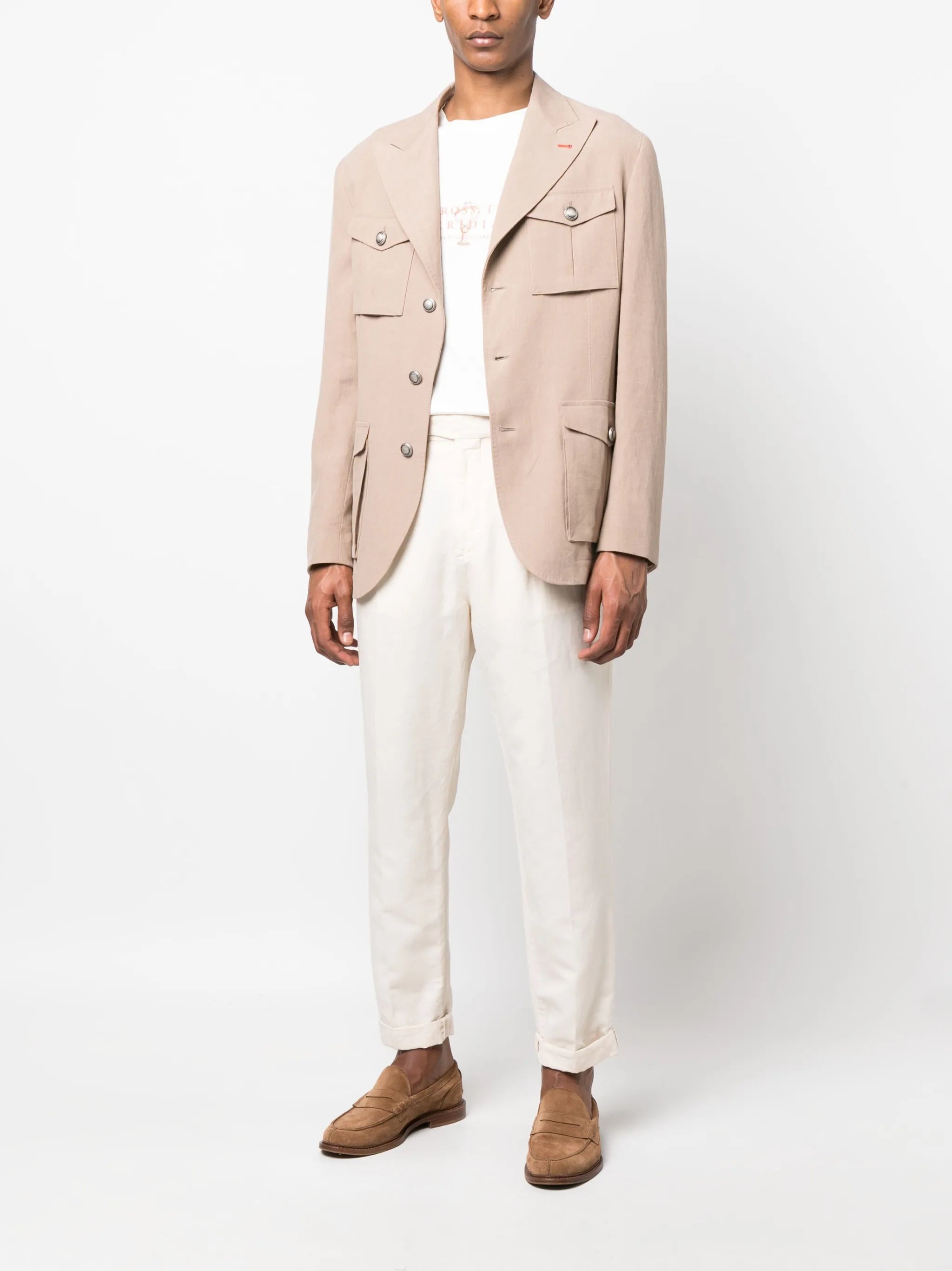 single-breasted linen blazer