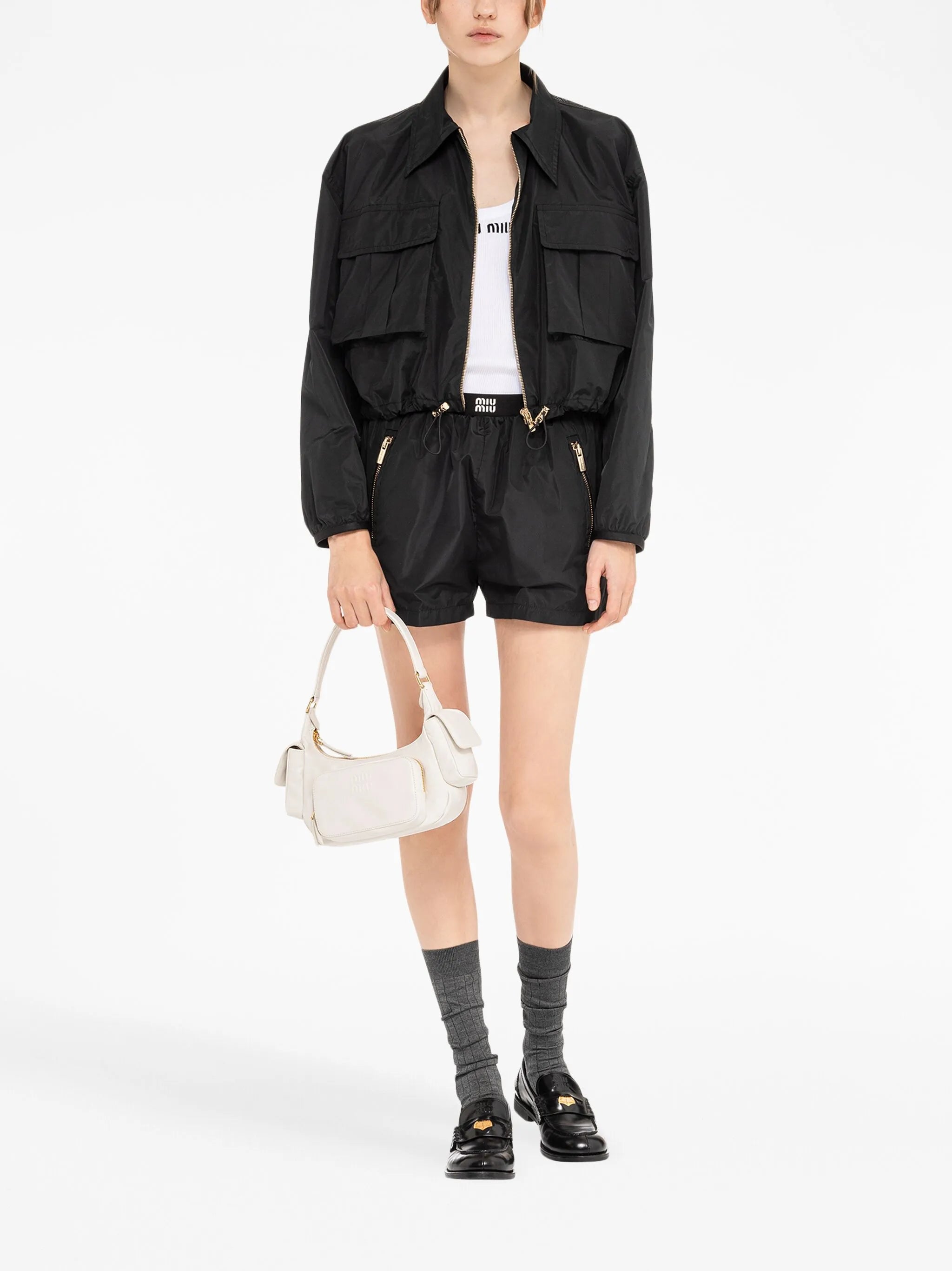 Technical-silk blouson jacket