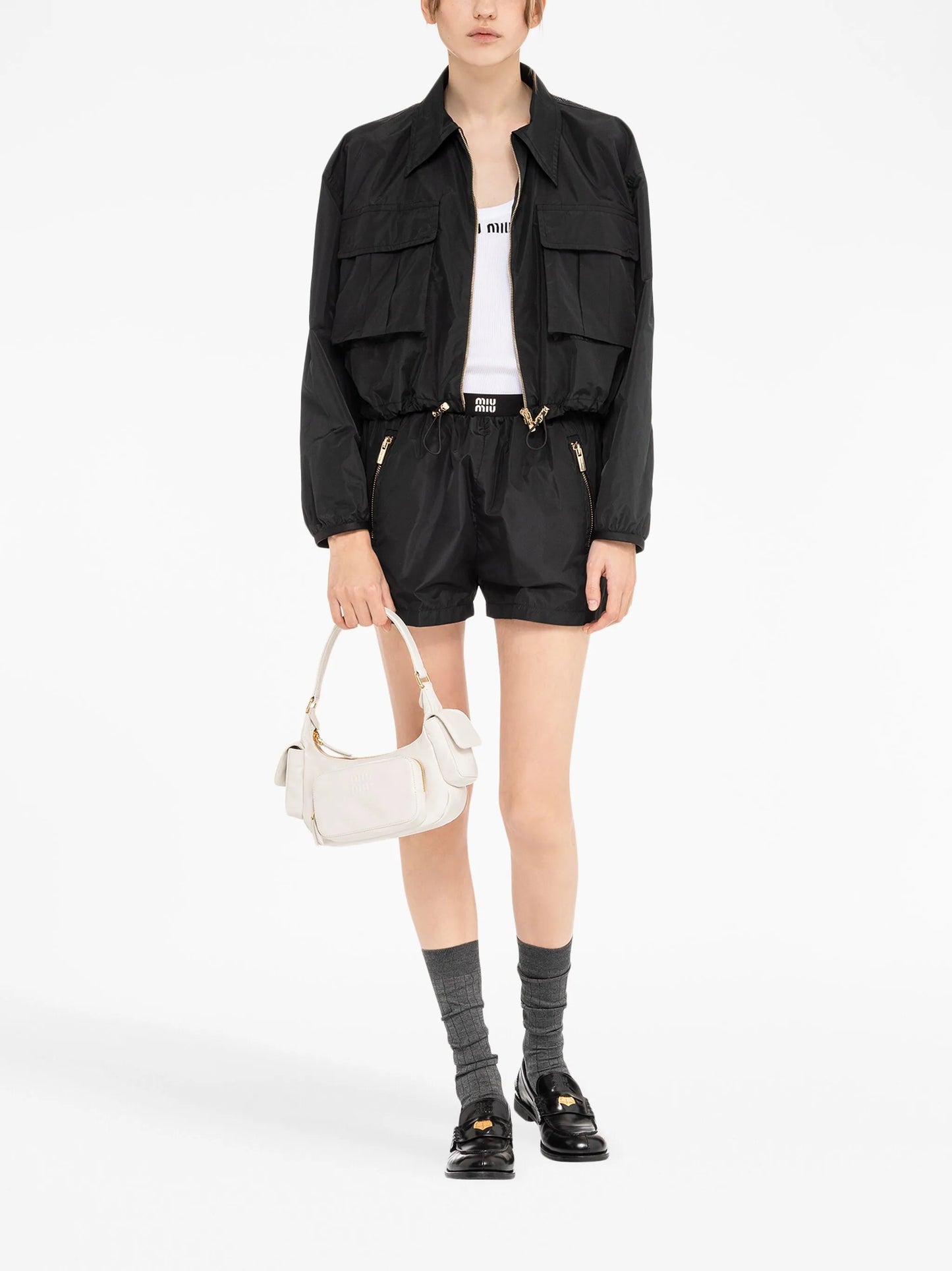 Technical-silk blouson jacket