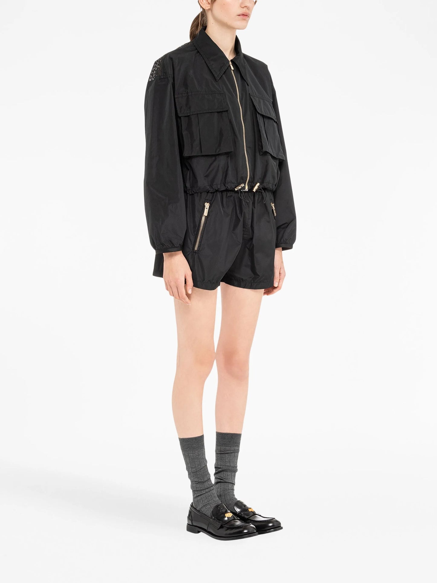 Technical-silk blouson jacket