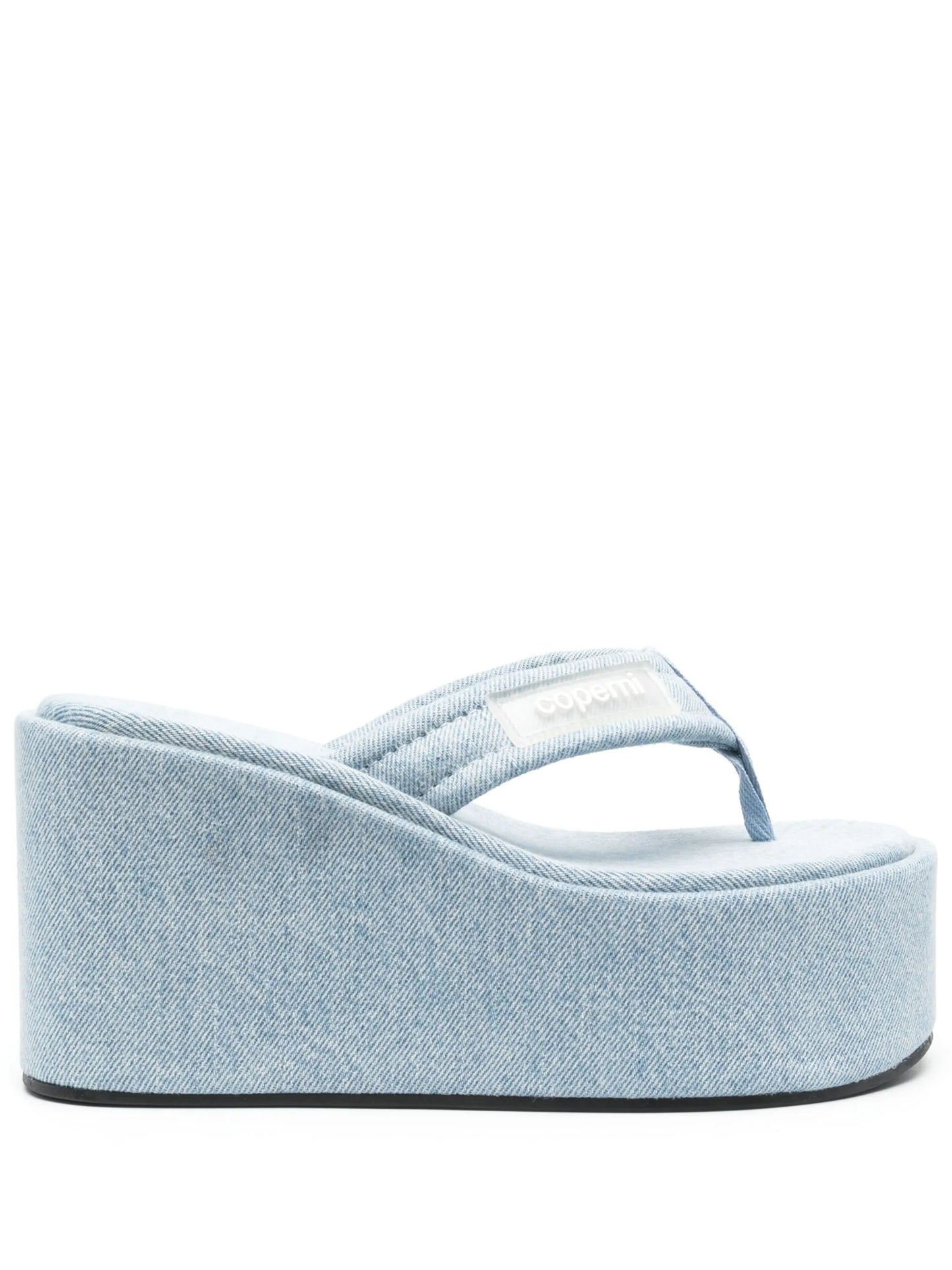 logo-patch 100mm denim flip-flops