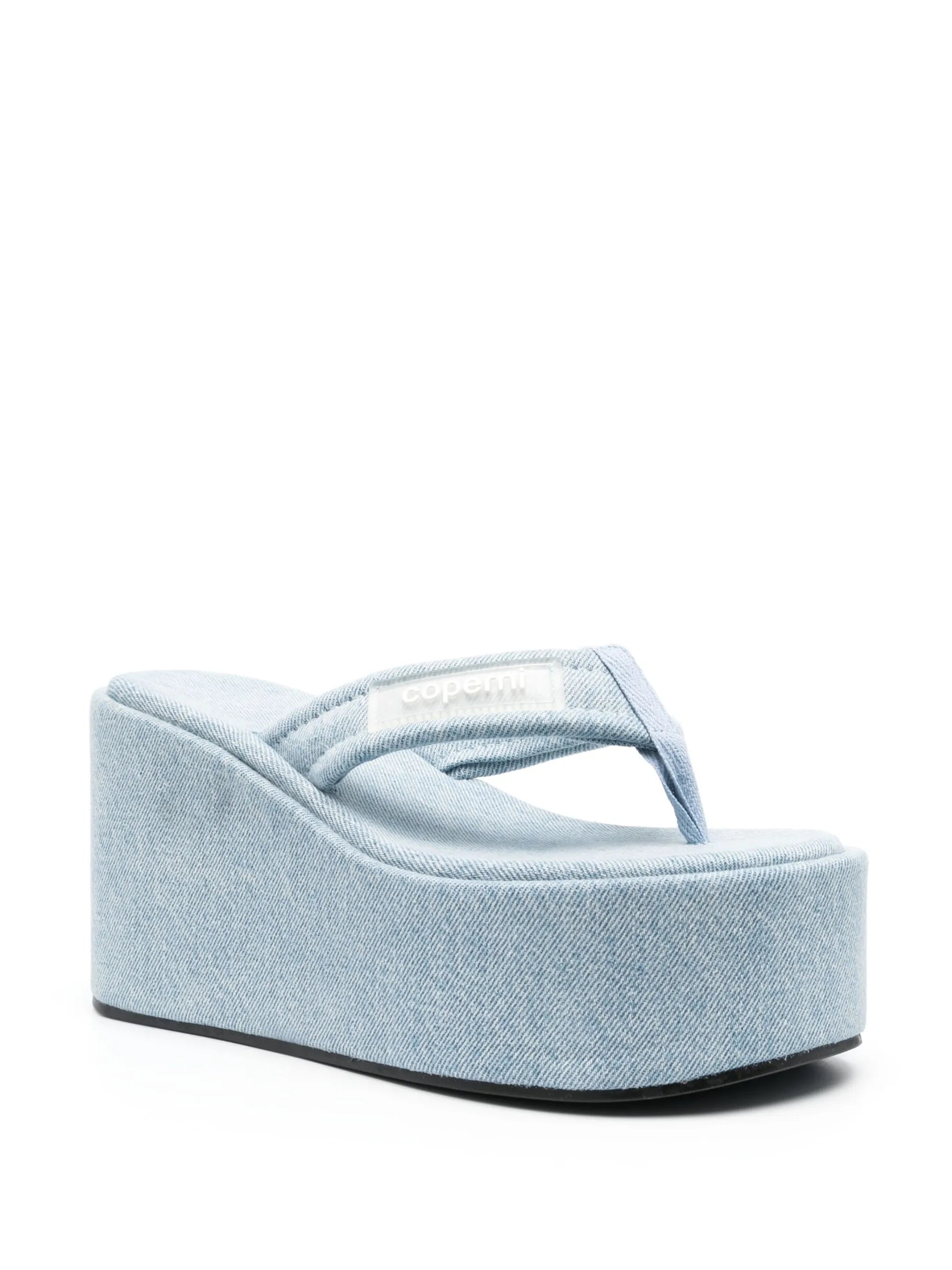 logo-patch 100mm denim flip-flops