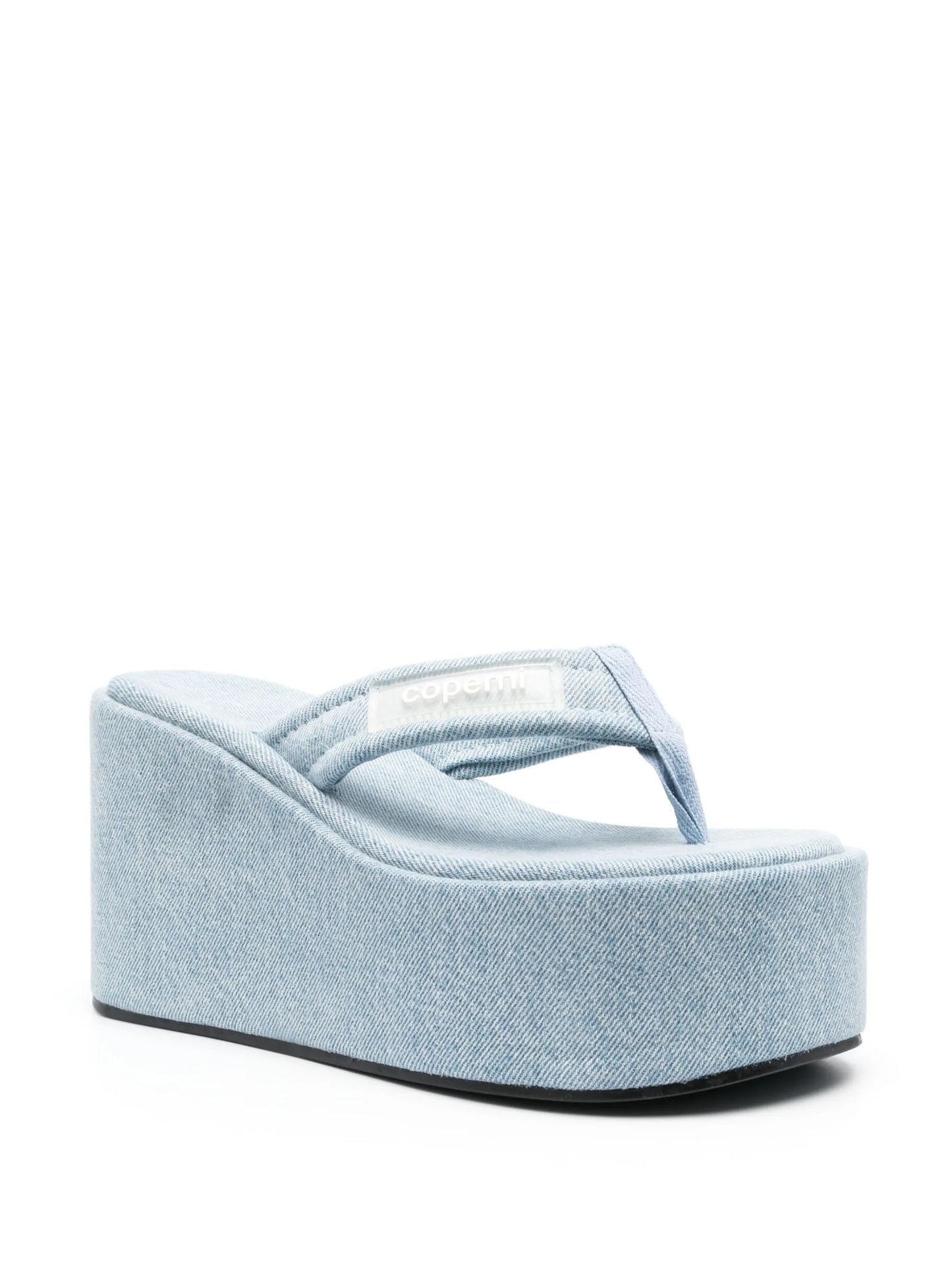 logo-patch 100mm denim flip-flops