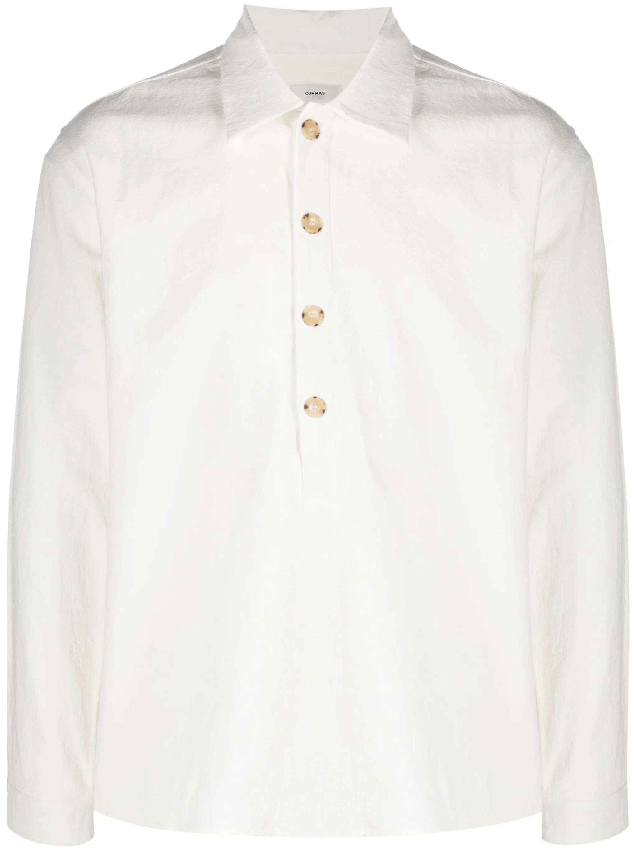 slub-texture long-sleeve polo shirt