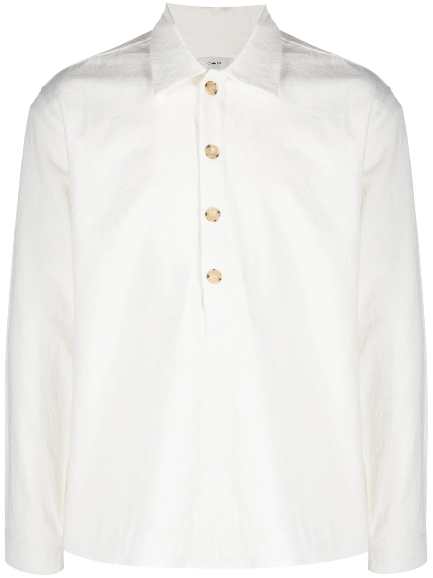 slub-texture long-sleeve polo shirt