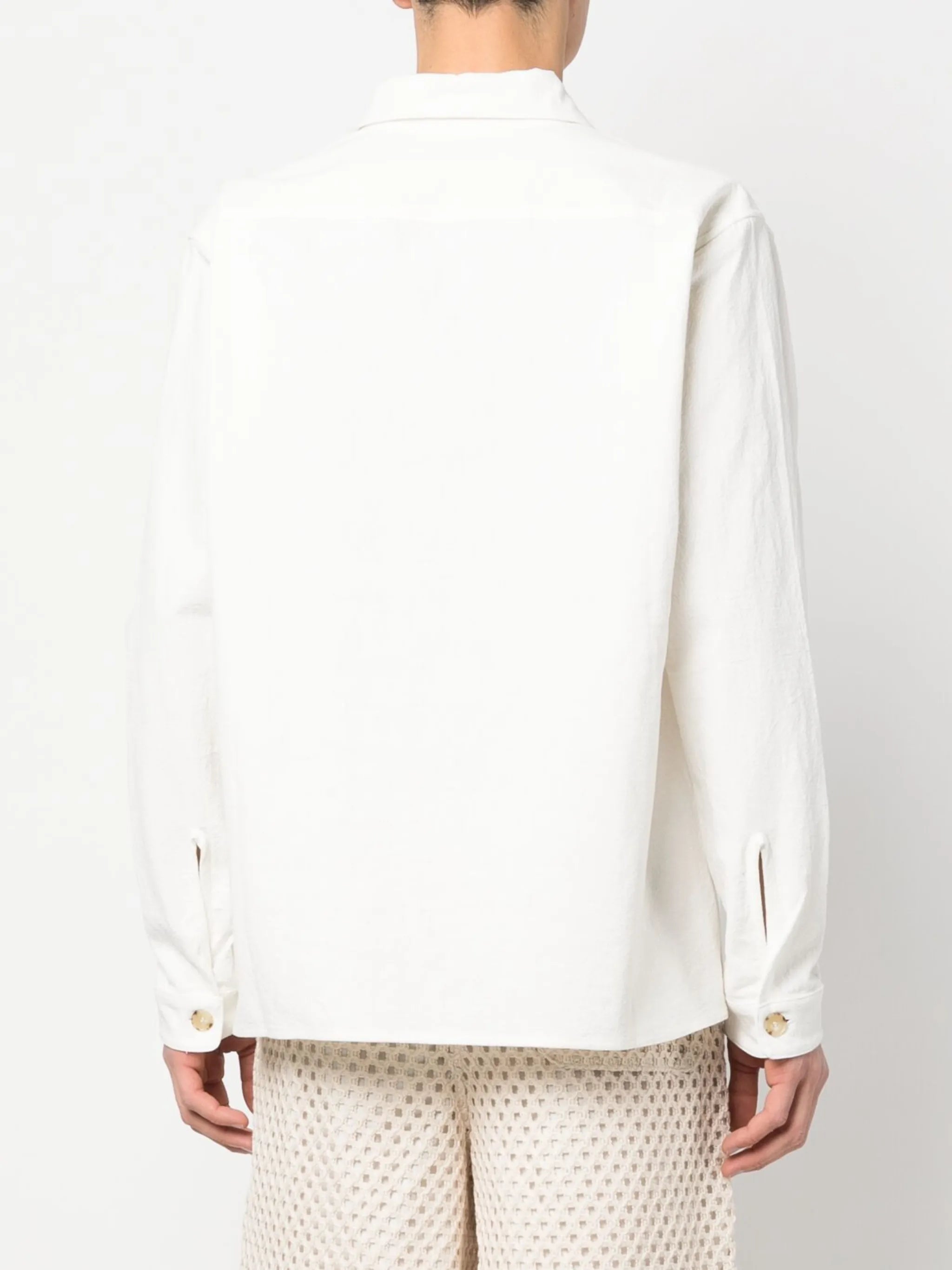 slub-texture long-sleeve polo shirt