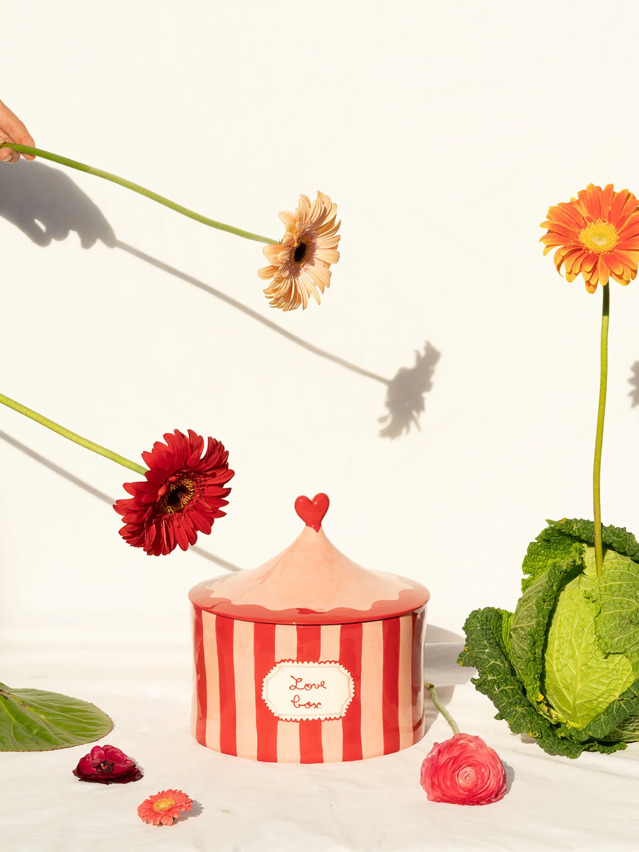 Love Box hand-painted ceramic storage jar