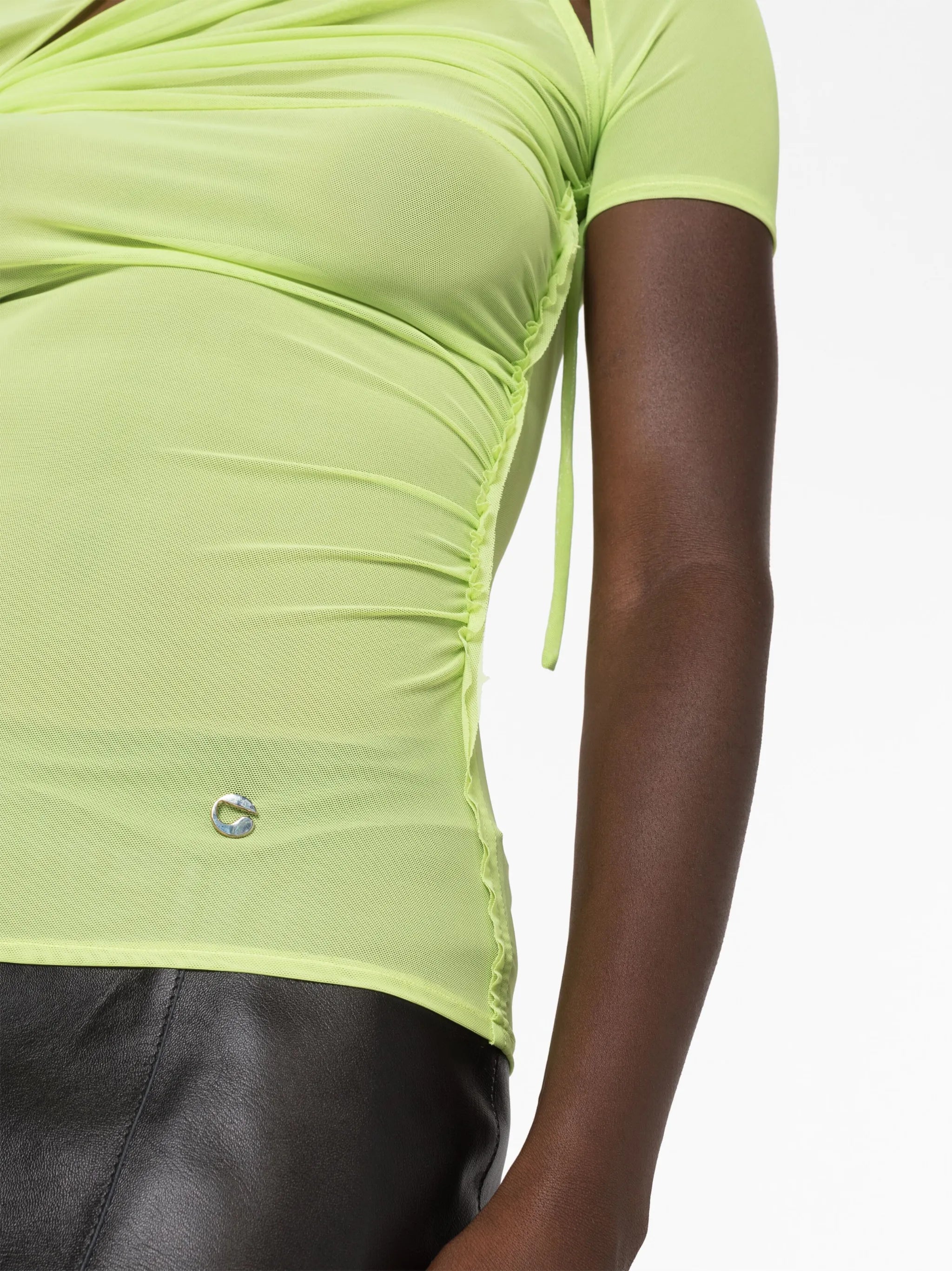 asymmetric draped mesh top