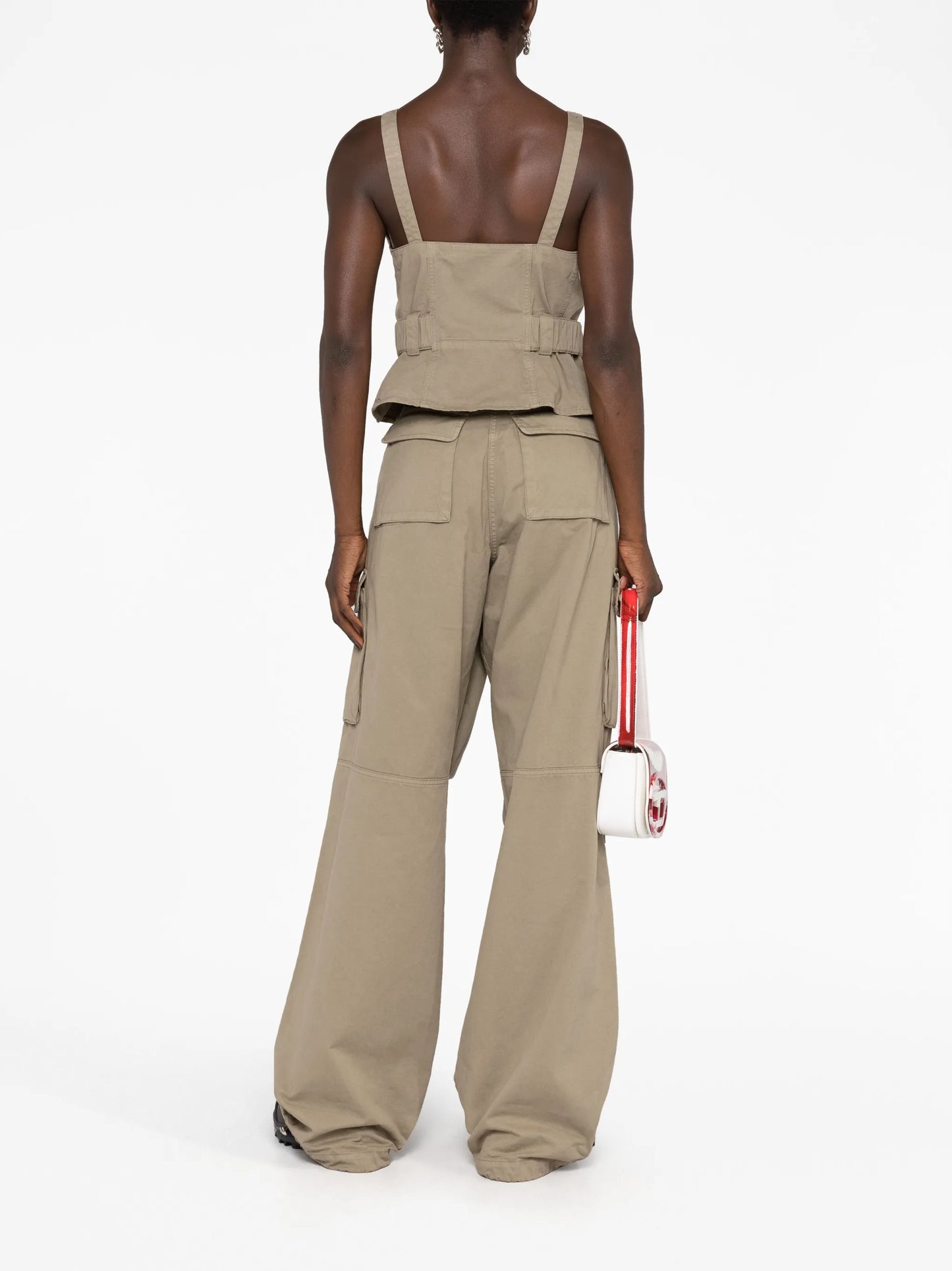 buckle-embellished cotton corset top