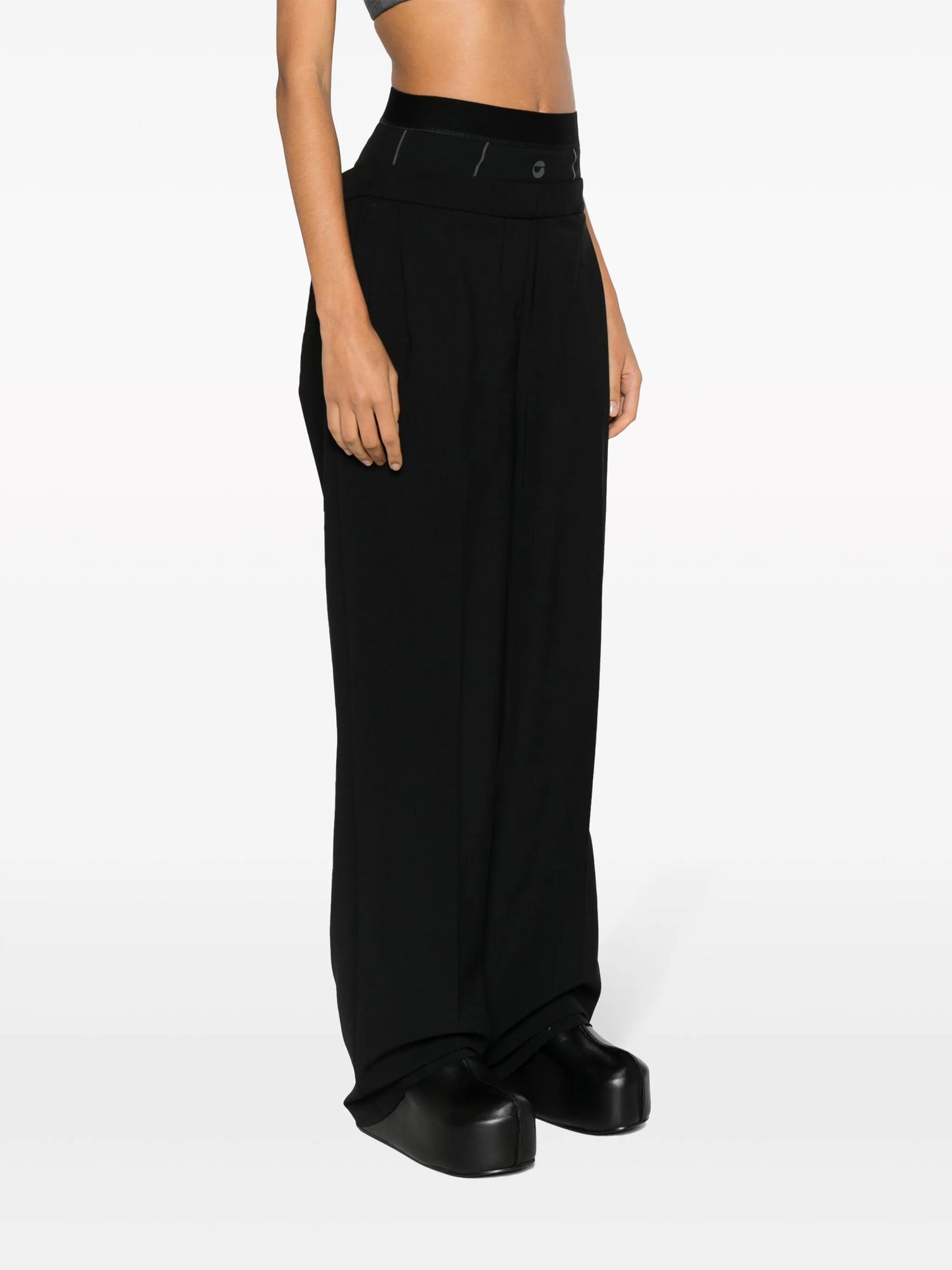 wool-blend layered trousers