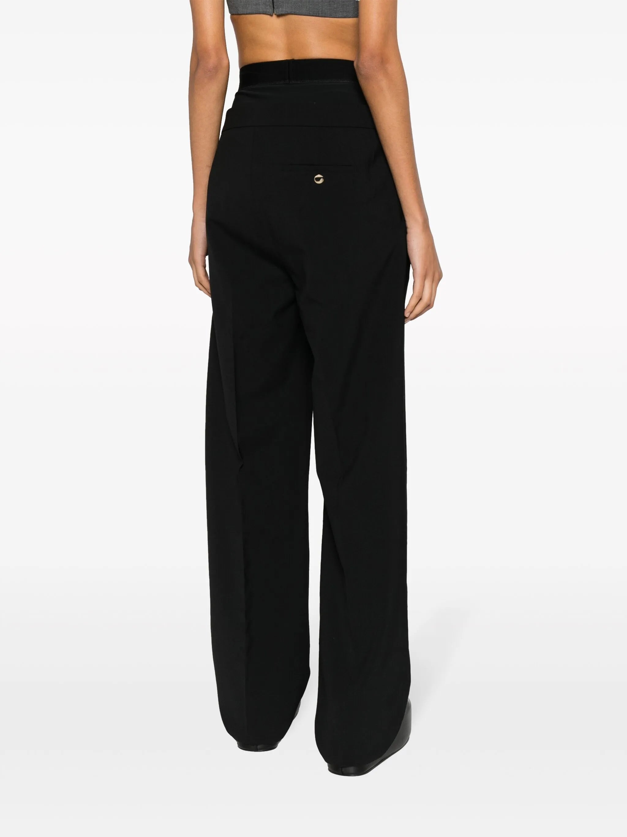wool-blend layered trousers