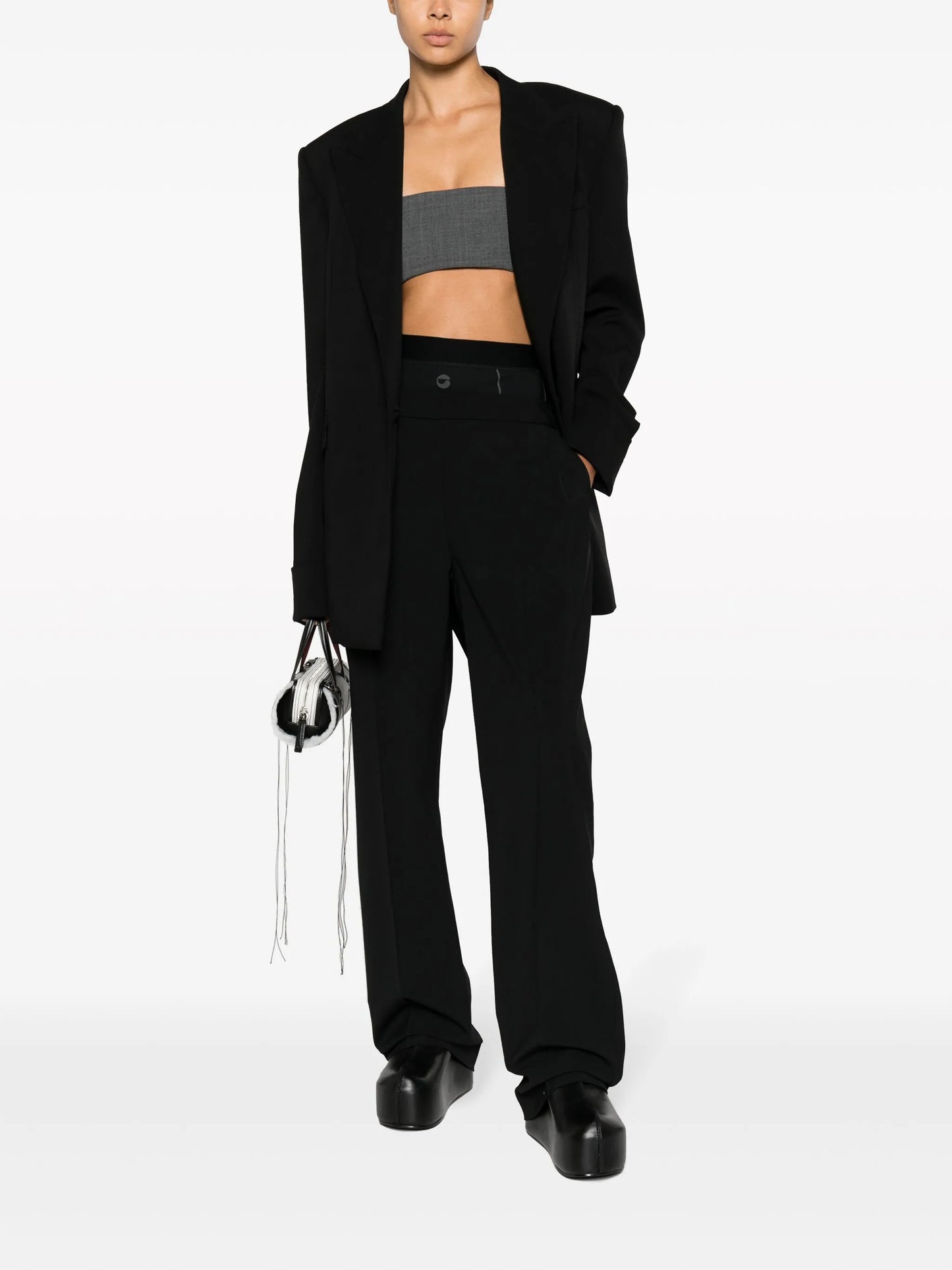 wool-blend layered trousers