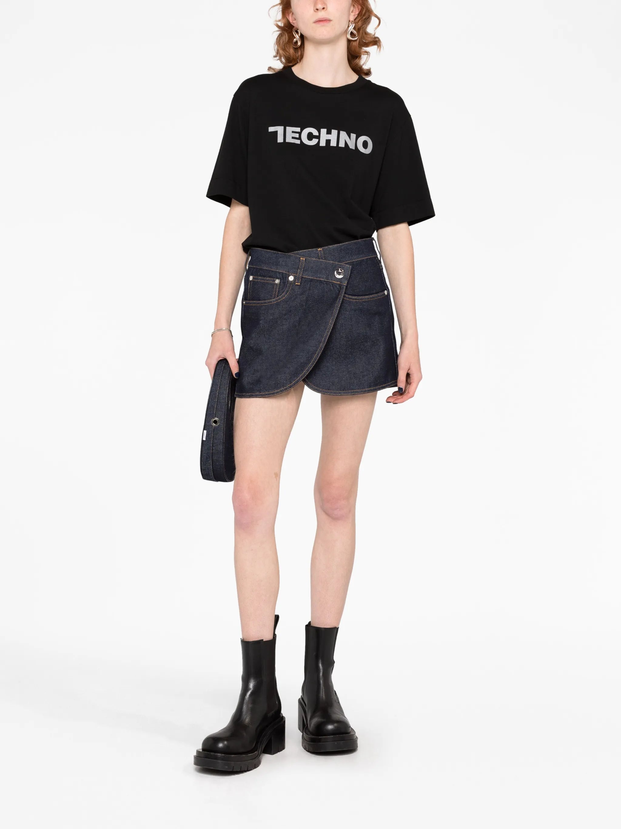 denim wrap miniskirt