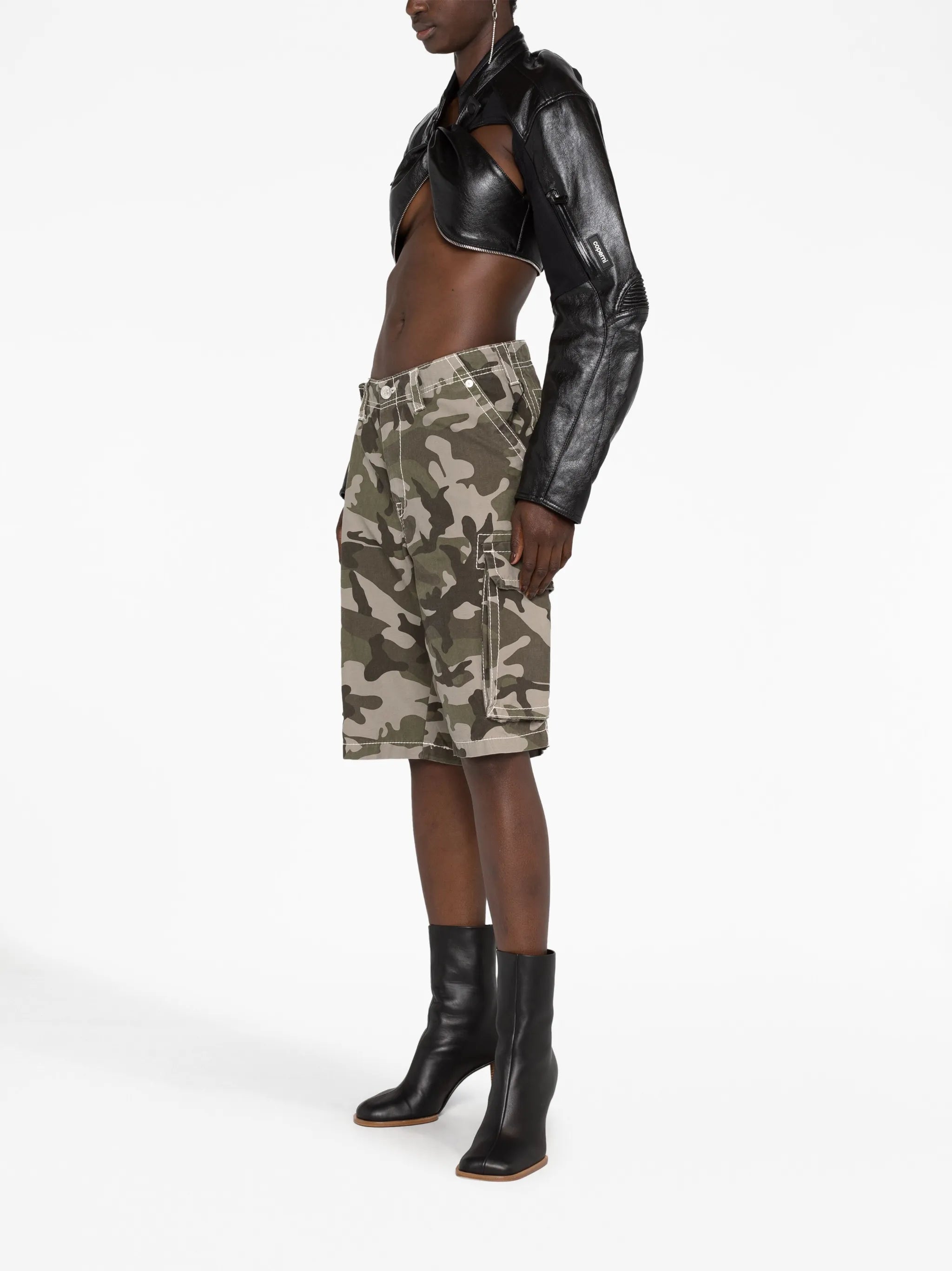 cut-out cropped biker jacket