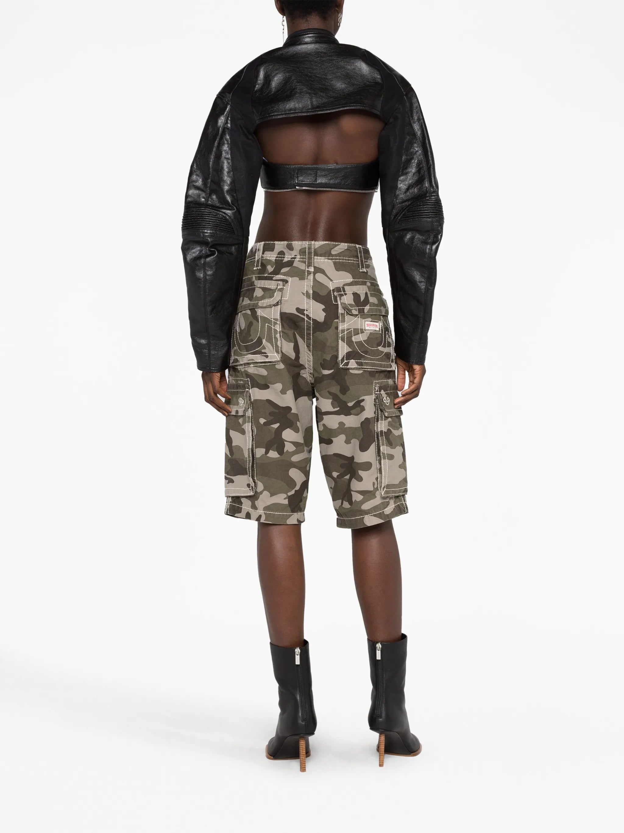 cut-out cropped biker jacket