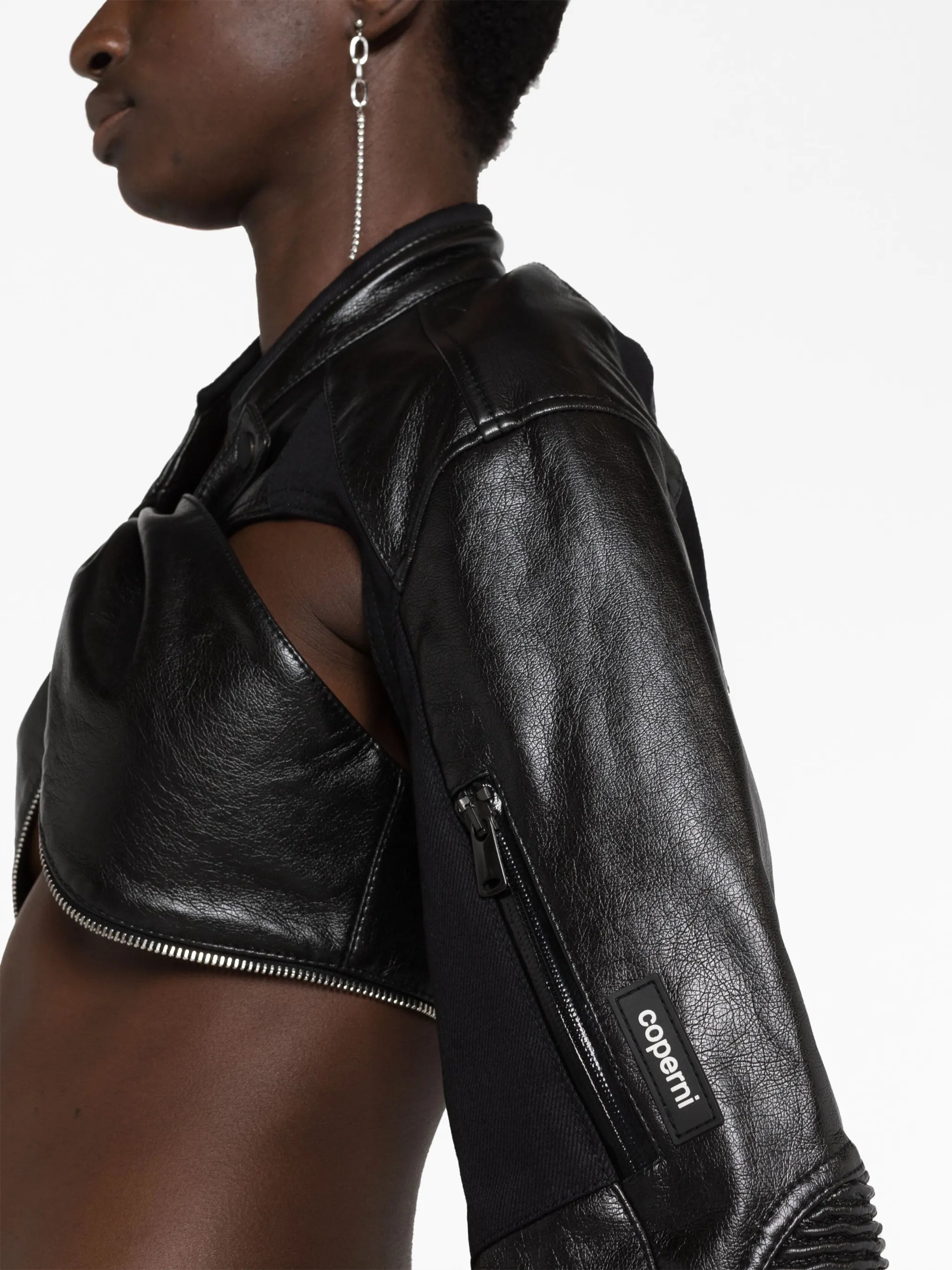 cut-out cropped biker jacket