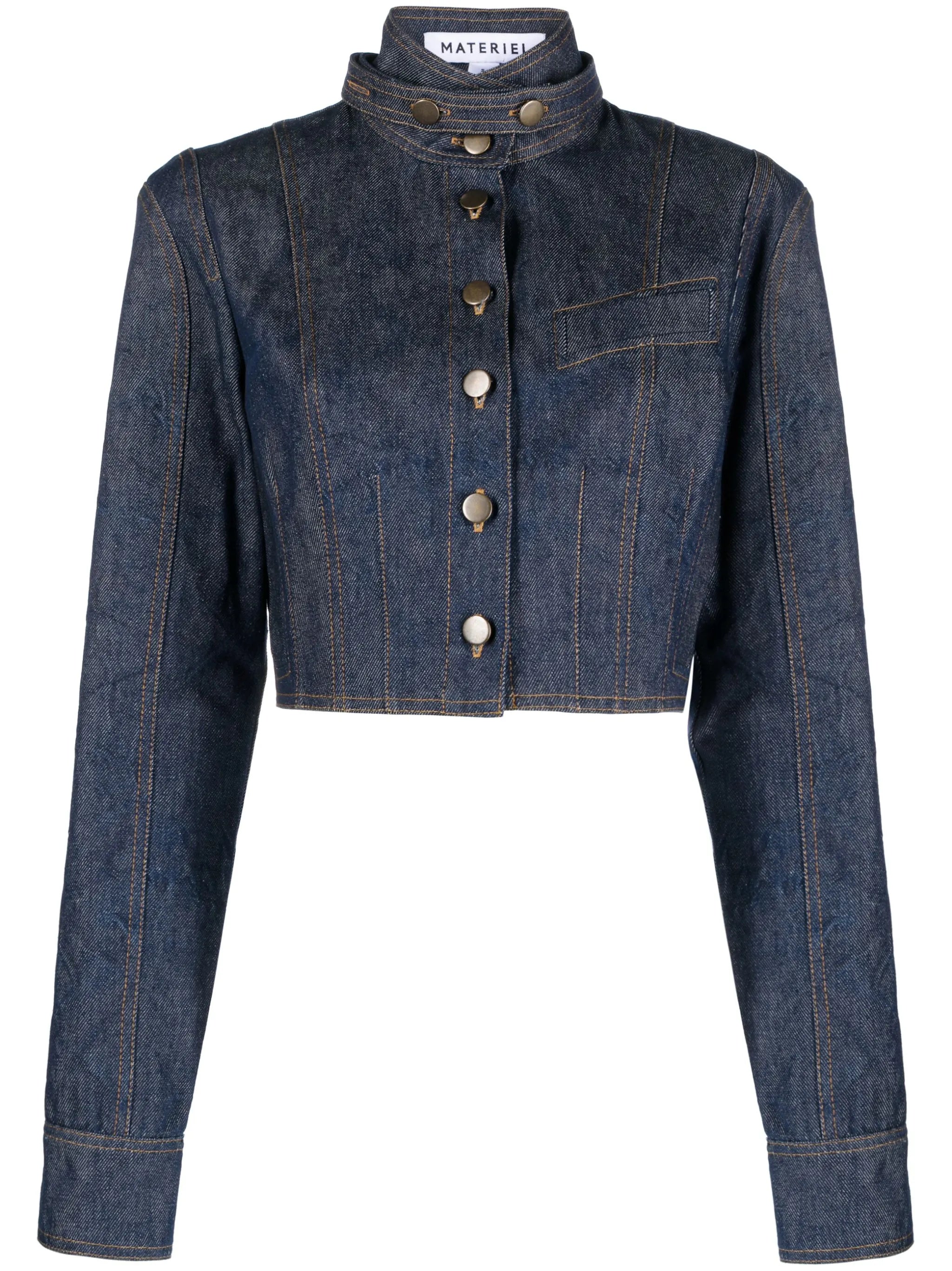 Corset cropped denim jacket