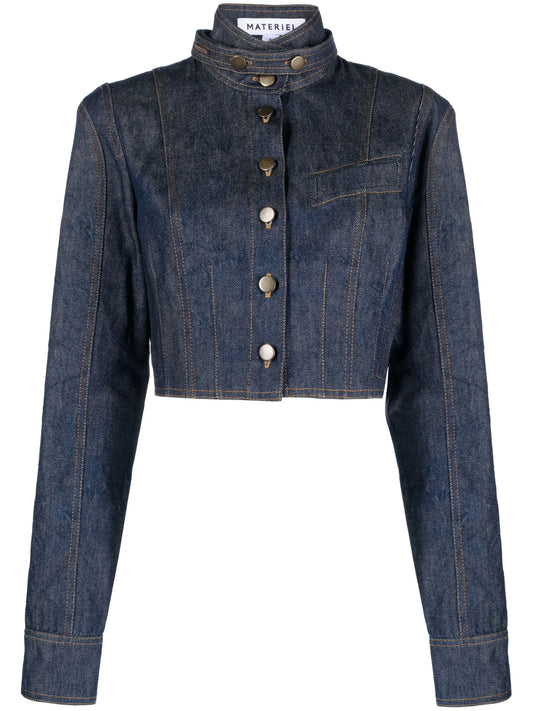 Corset cropped denim jacket